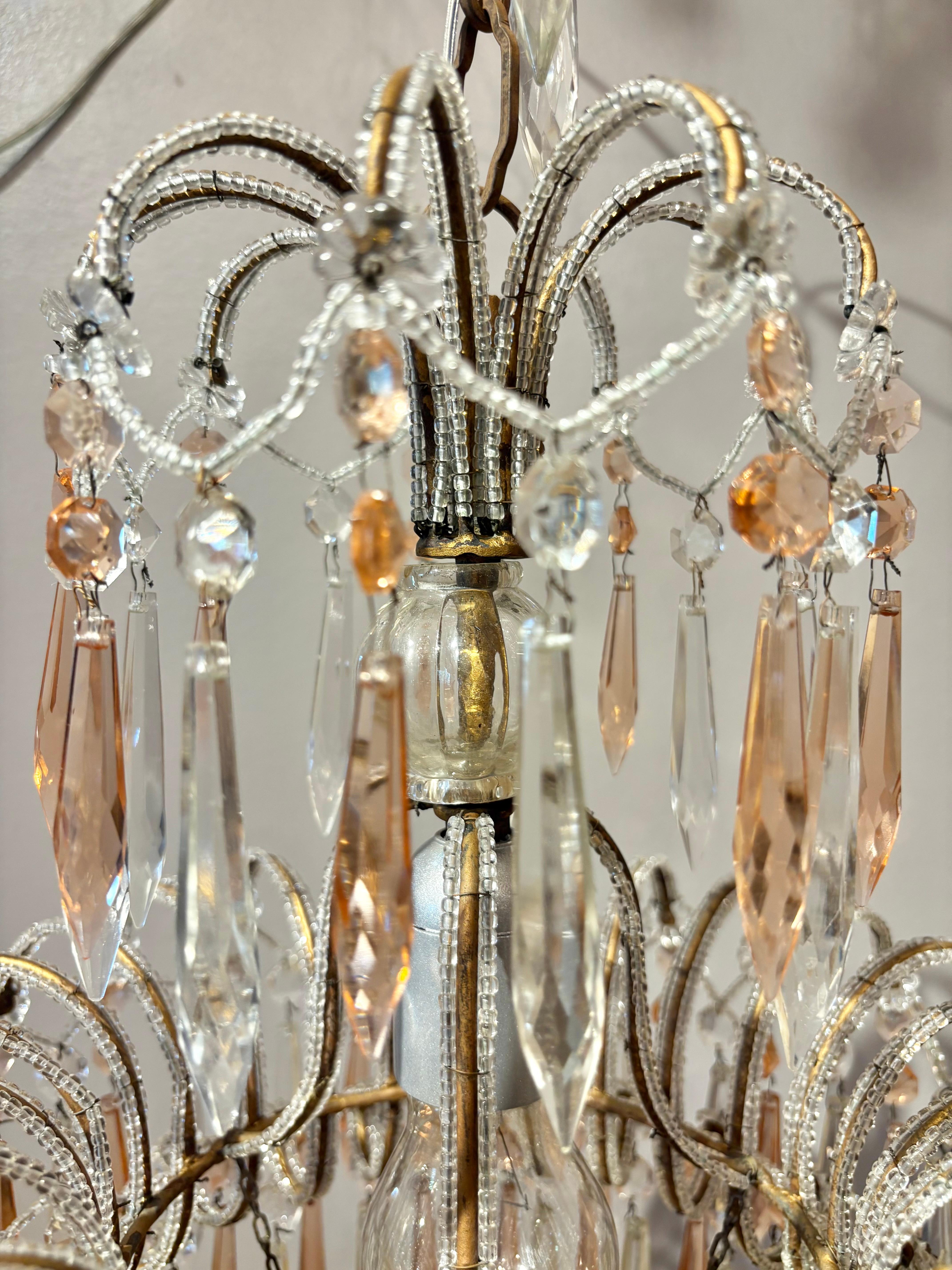20th Century Antique Italian Crystal Chandelier For Sale