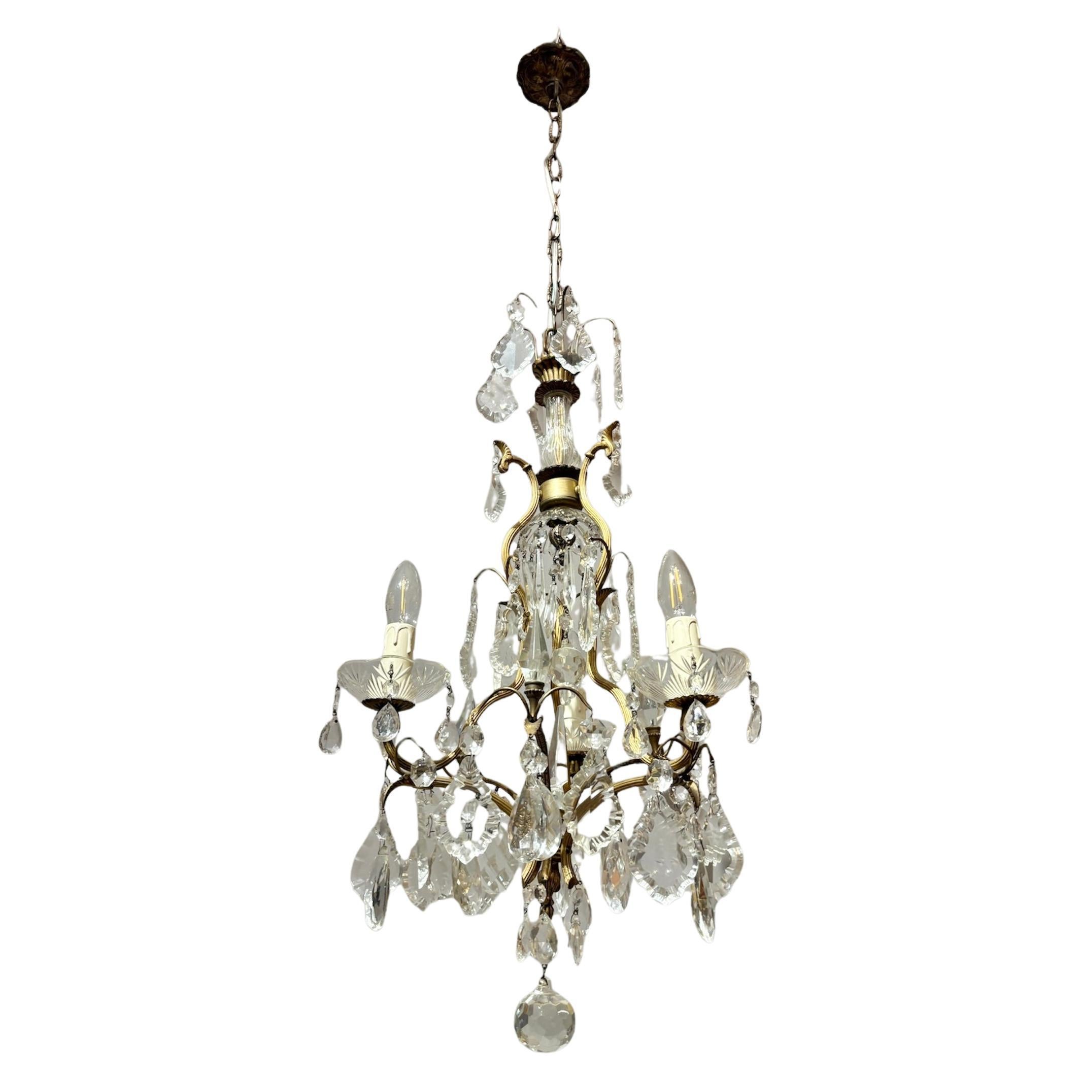Antique Italian Crystal Chandelier en vente