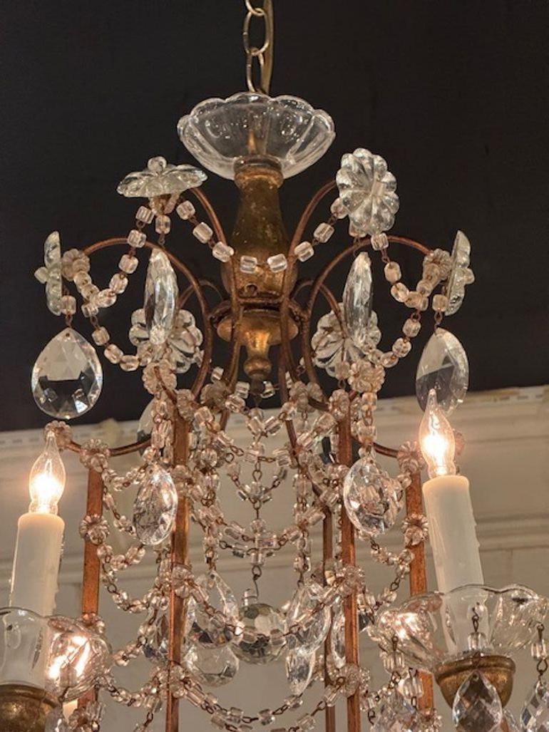 Lustre italien ancien en cristal en forme de pagode Bon état - En vente à Dallas, TX
