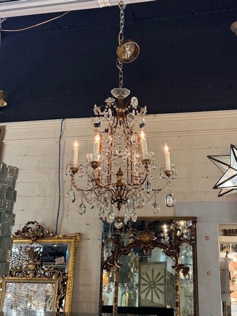 Lustre italien ancien en cristal en forme de pagode en vente 2