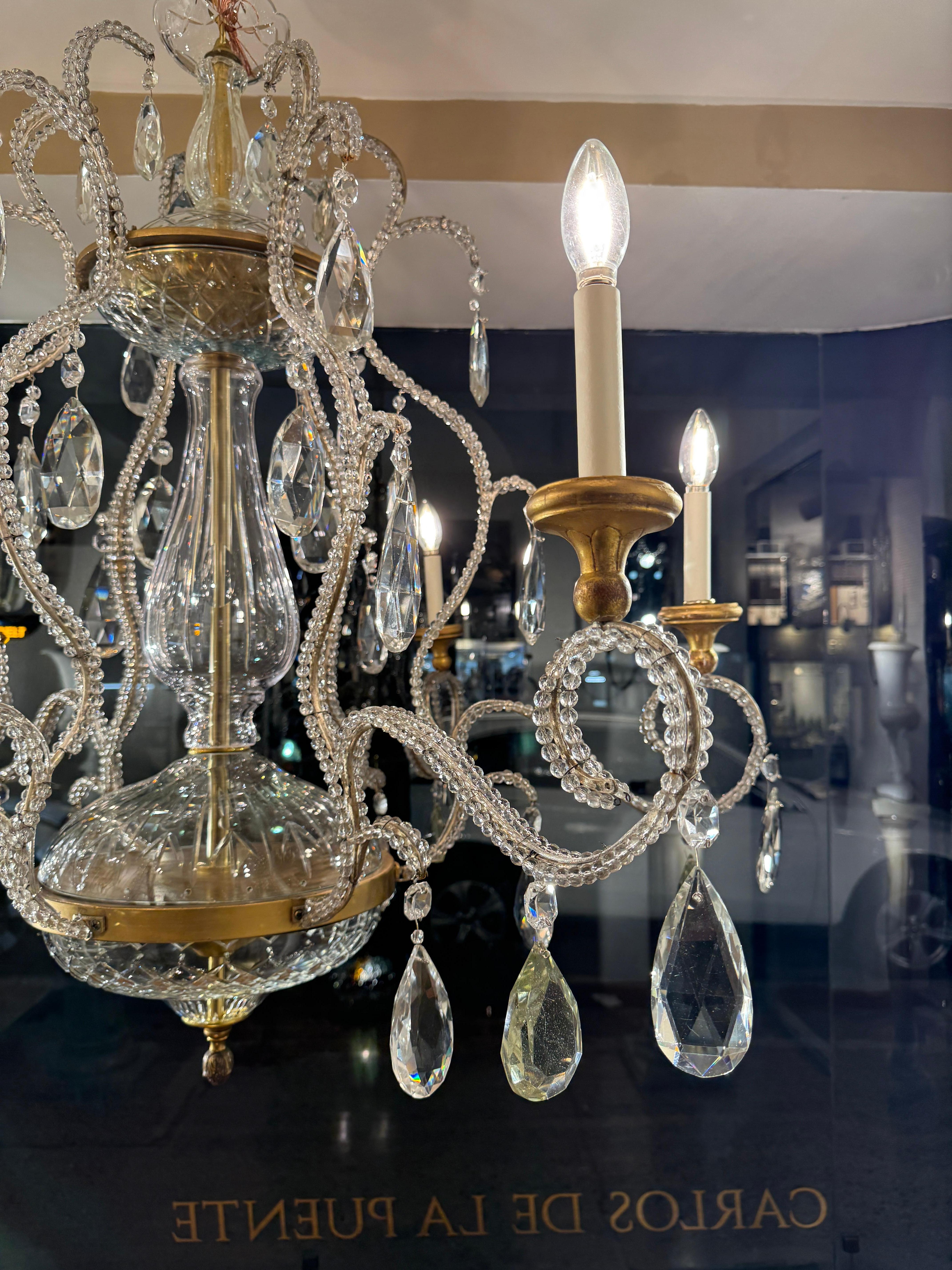 Metà XX secolo Crystal Chandelier in vendita