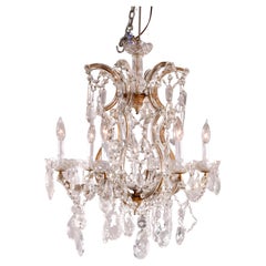 Antique Italian Cut Crystal Seven-Light Chandelier Circa 1930