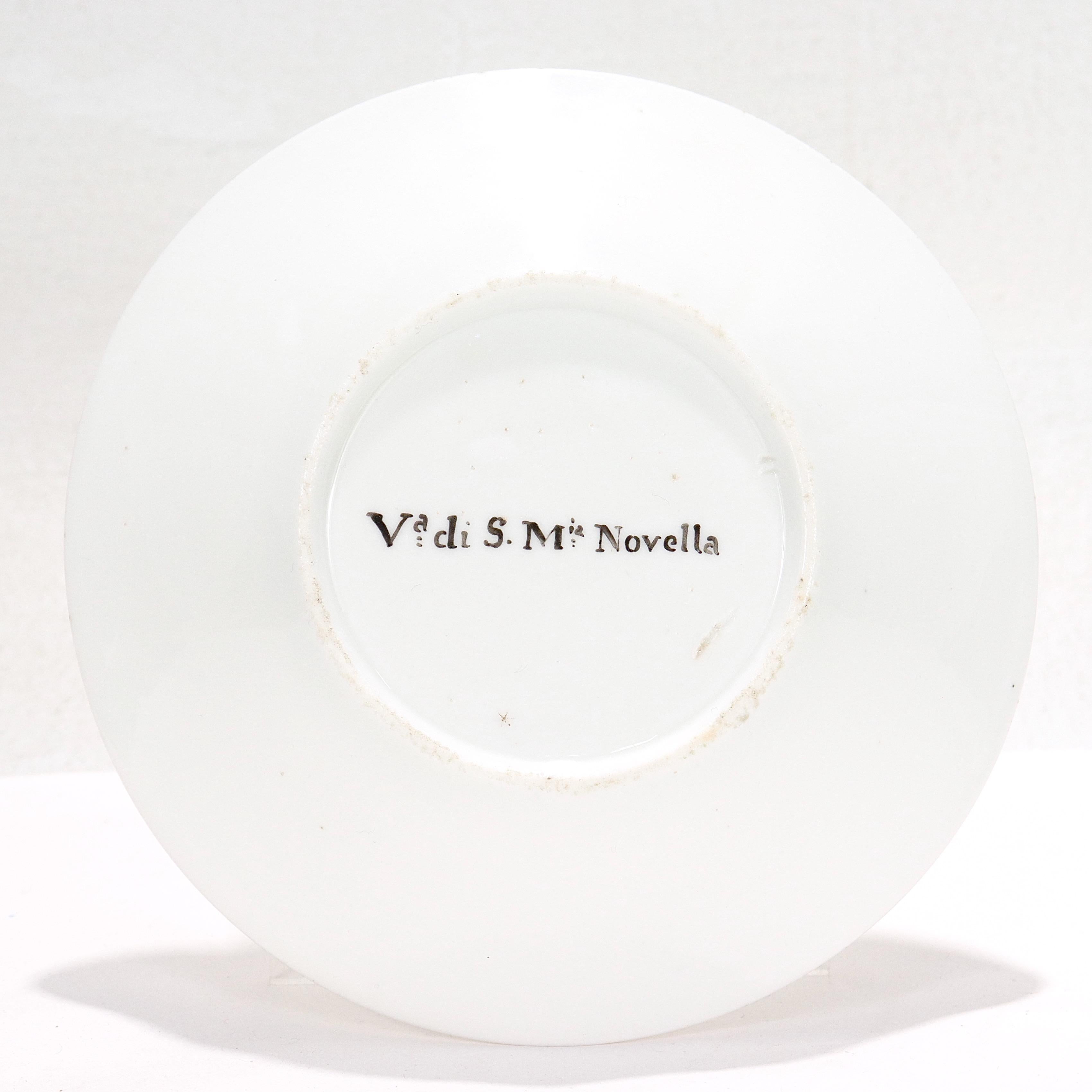 Antike italienische Doccia Topographical Porzellan Neoklassizistische Tasse und Untertasse im Angebot 4