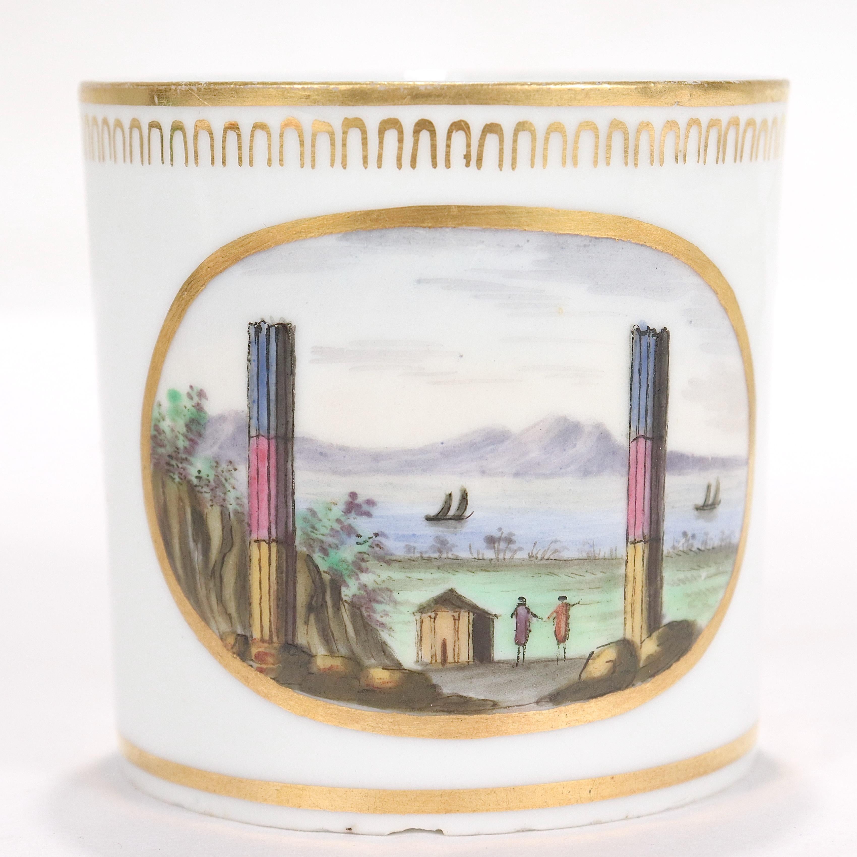 Antike italienische Doccia Topographical Porzellan Neoklassizistische Tasse und Untertasse im Angebot 6