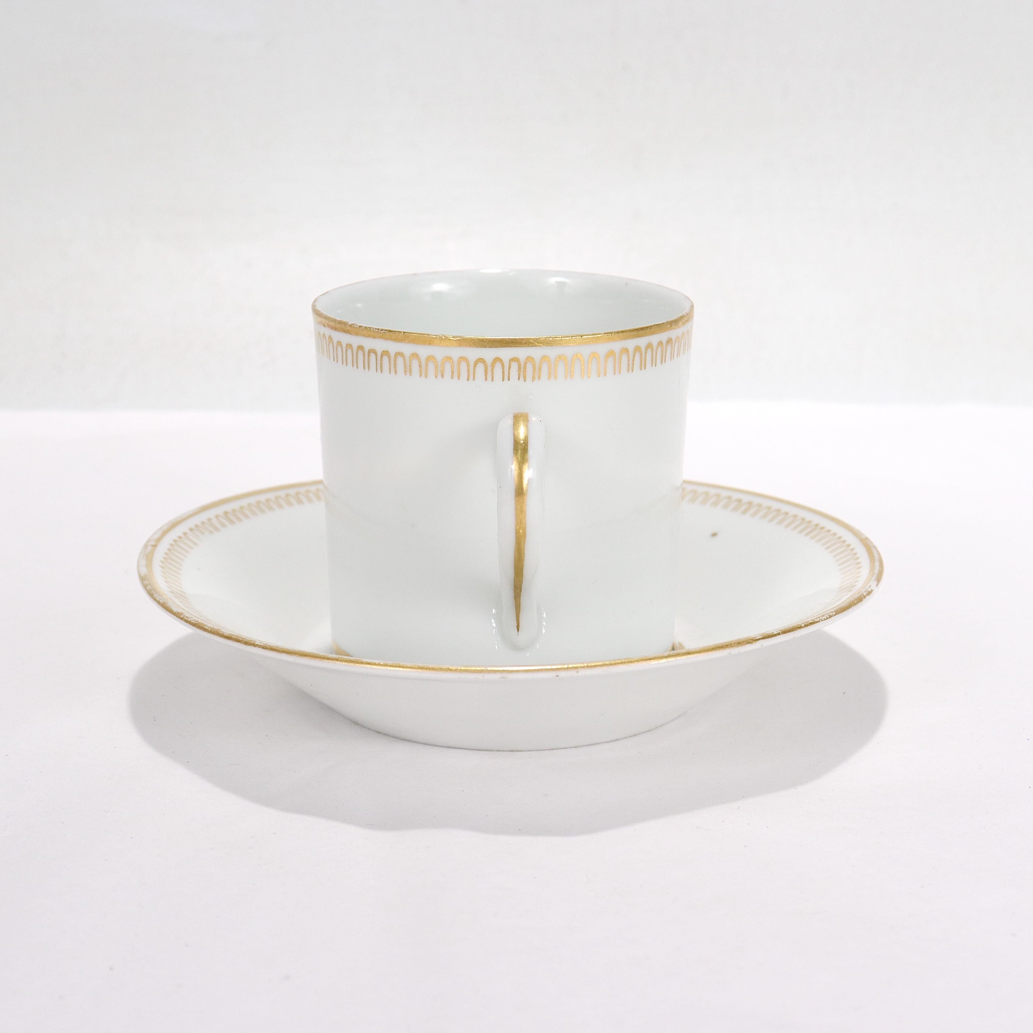 Antique Italian Doccia Topographical Porcelain Neoclassical Cup and Saucer In Good Condition For Sale In Philadelphia, PA