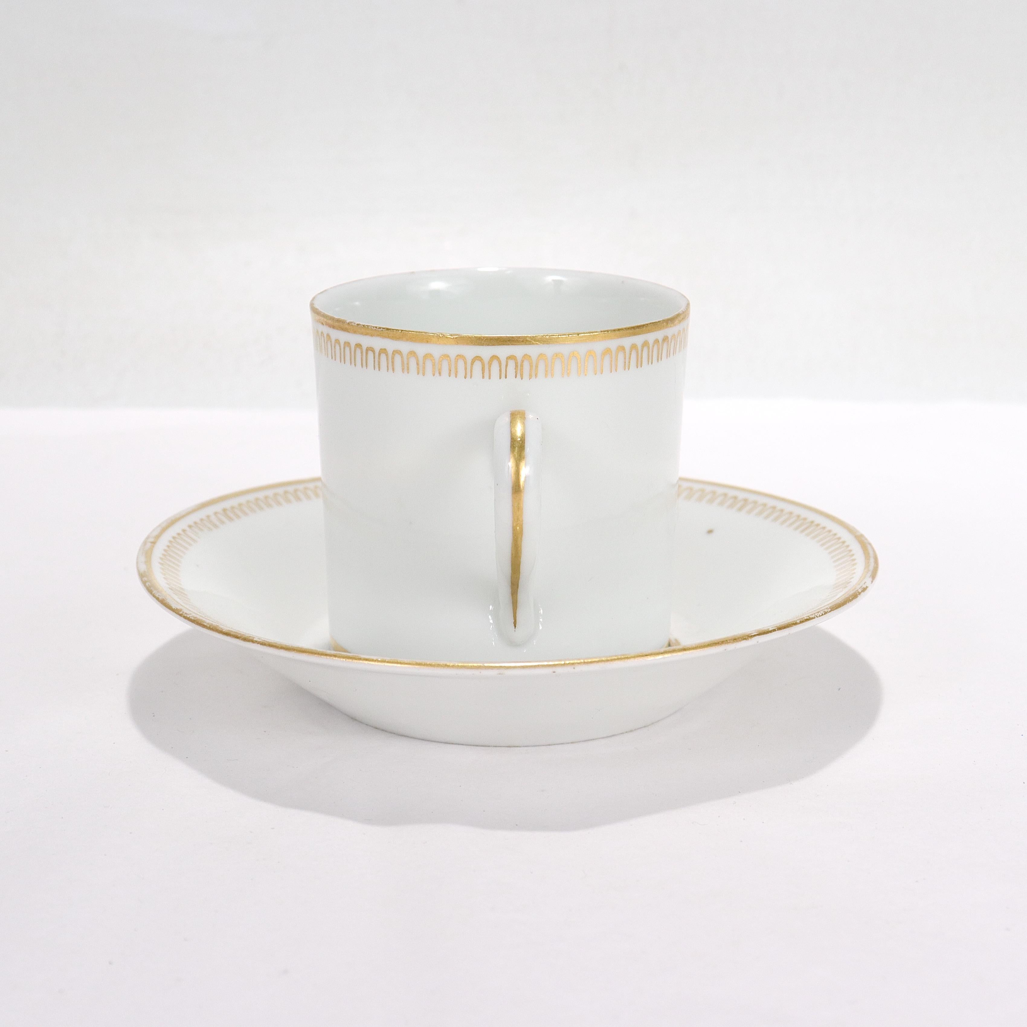 Antike italienische Doccia Topographical Porzellan Neoklassizistische Tasse und Untertasse (Italienisch) im Angebot