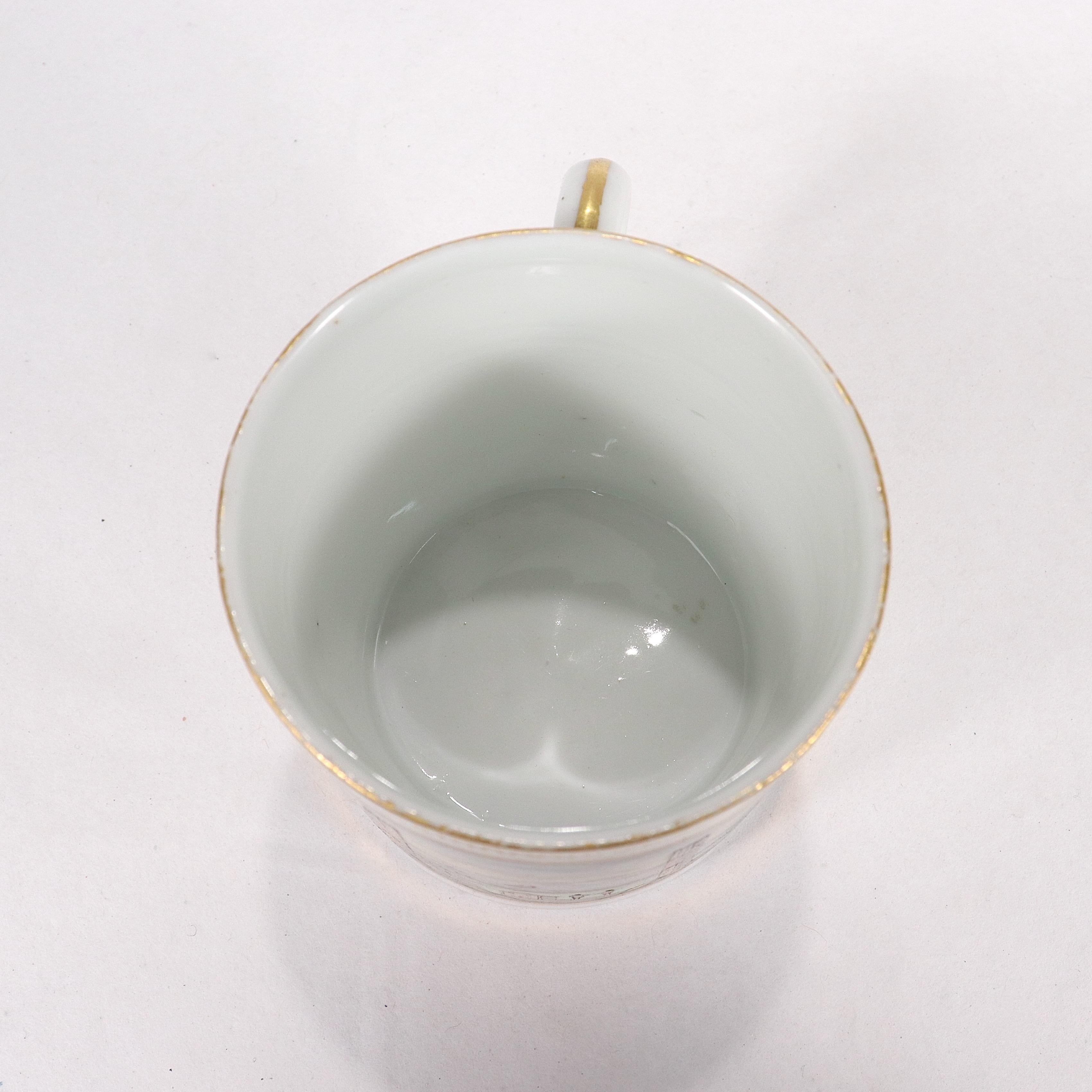 Antique Italian Doccia Topographical Porcelain Neoclassical Cup and Saucer For Sale 3