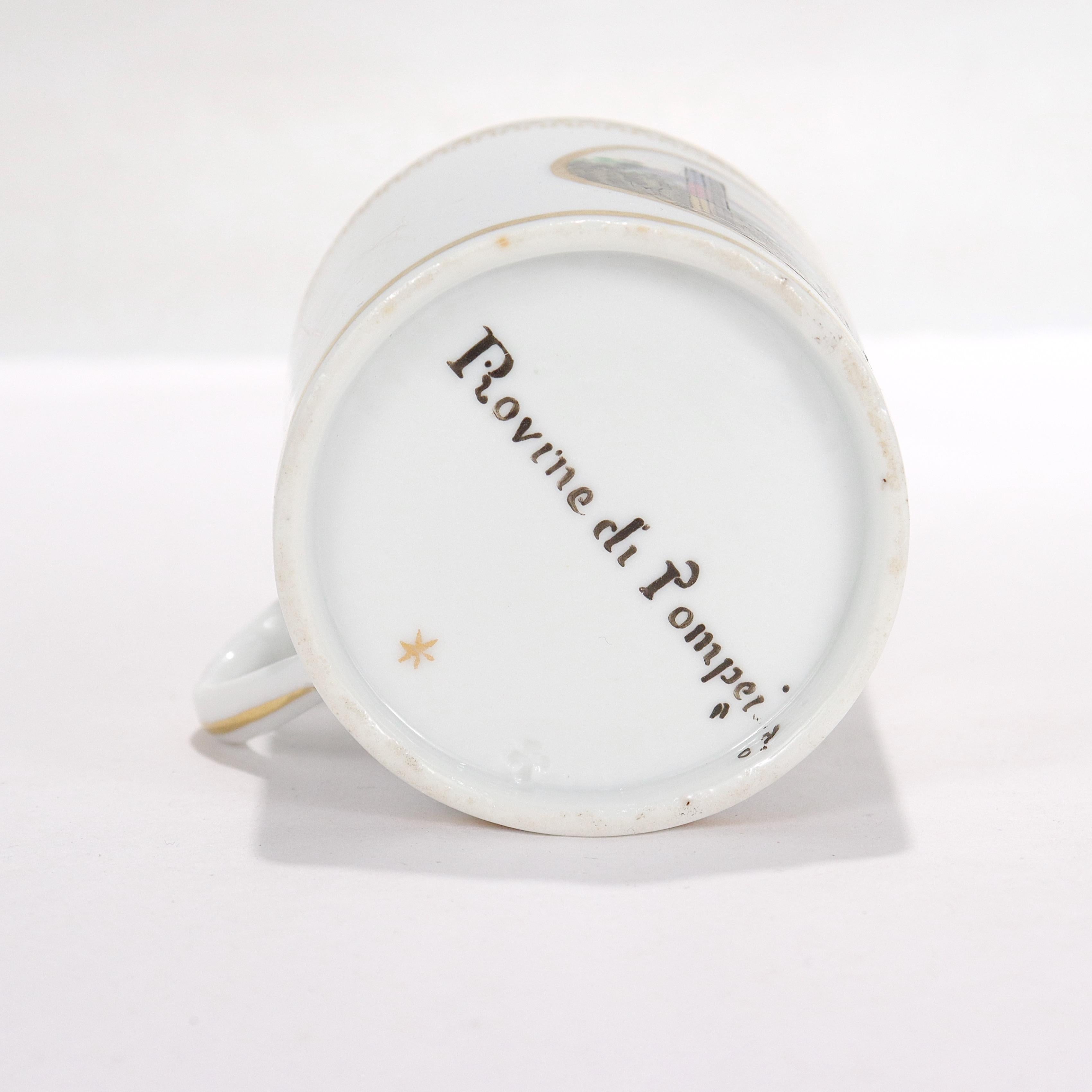 Antike italienische Doccia Topographical Porzellan Neoklassizistische Tasse und Untertasse im Angebot 2