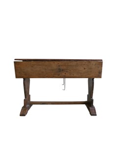 Antique Italian Drop-Leaf Beech Wood Table