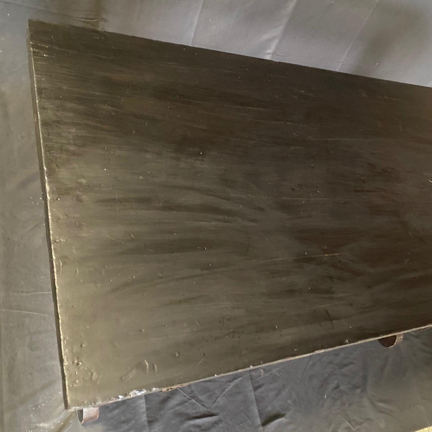 Antique Italian Ebonized Dining Table or Writing Desk with Iron Stretcher For Sale 3