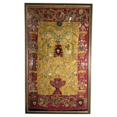 Antique Italian Ecclesiastical Silk Embroidery Panel, 17th–18th Century