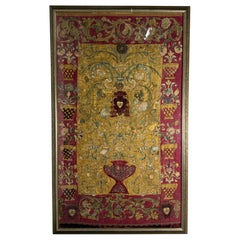 Antique Italian Ecclesiastical Silk Embroidery Panel, 17th–18th Century