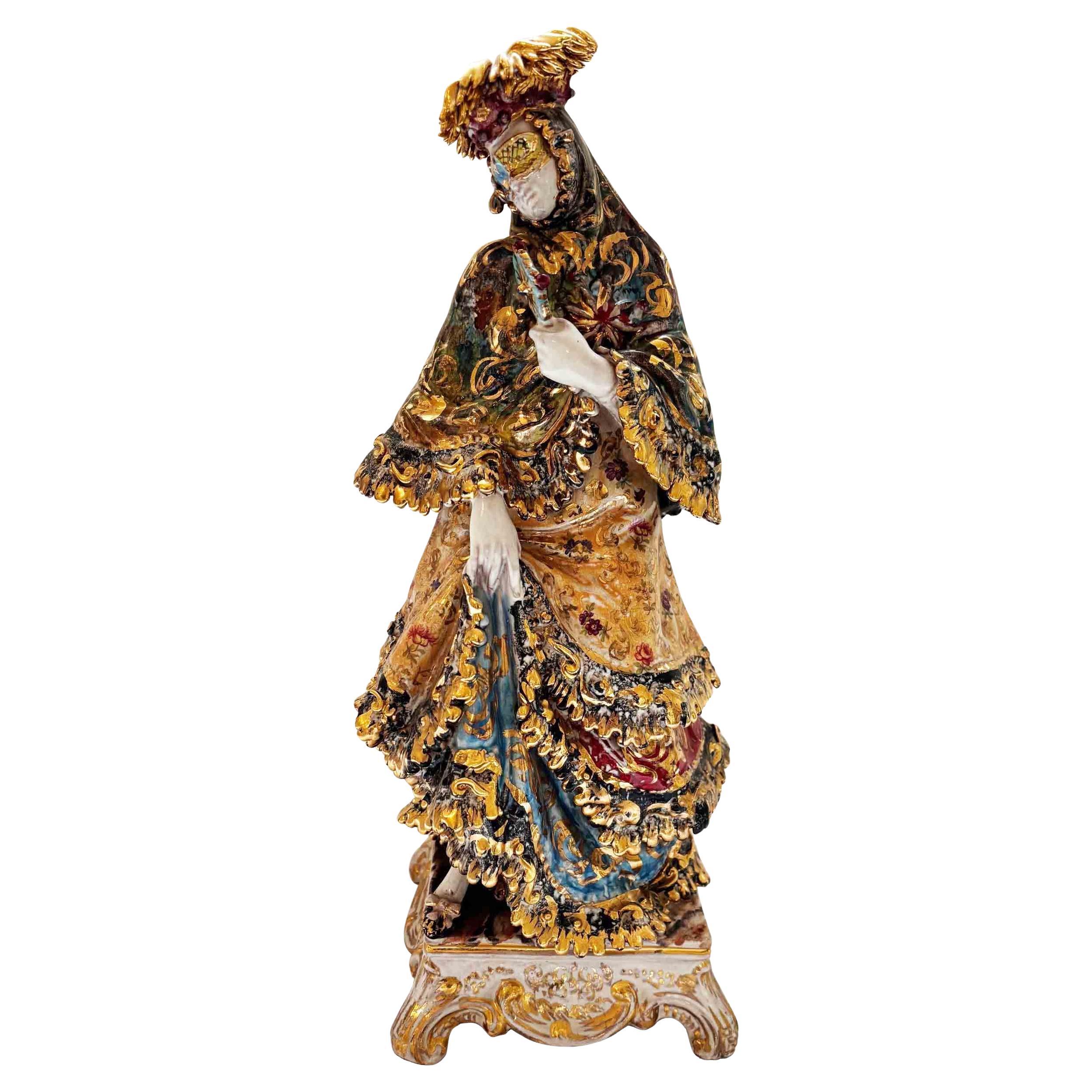 Antique Italian Elaborately Decorated Ceramic Sculpture by Eugenio Pattarino