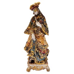 Antique Italian Elaborately Decorated Ceramic Sculpture by Eugenio Pattarino