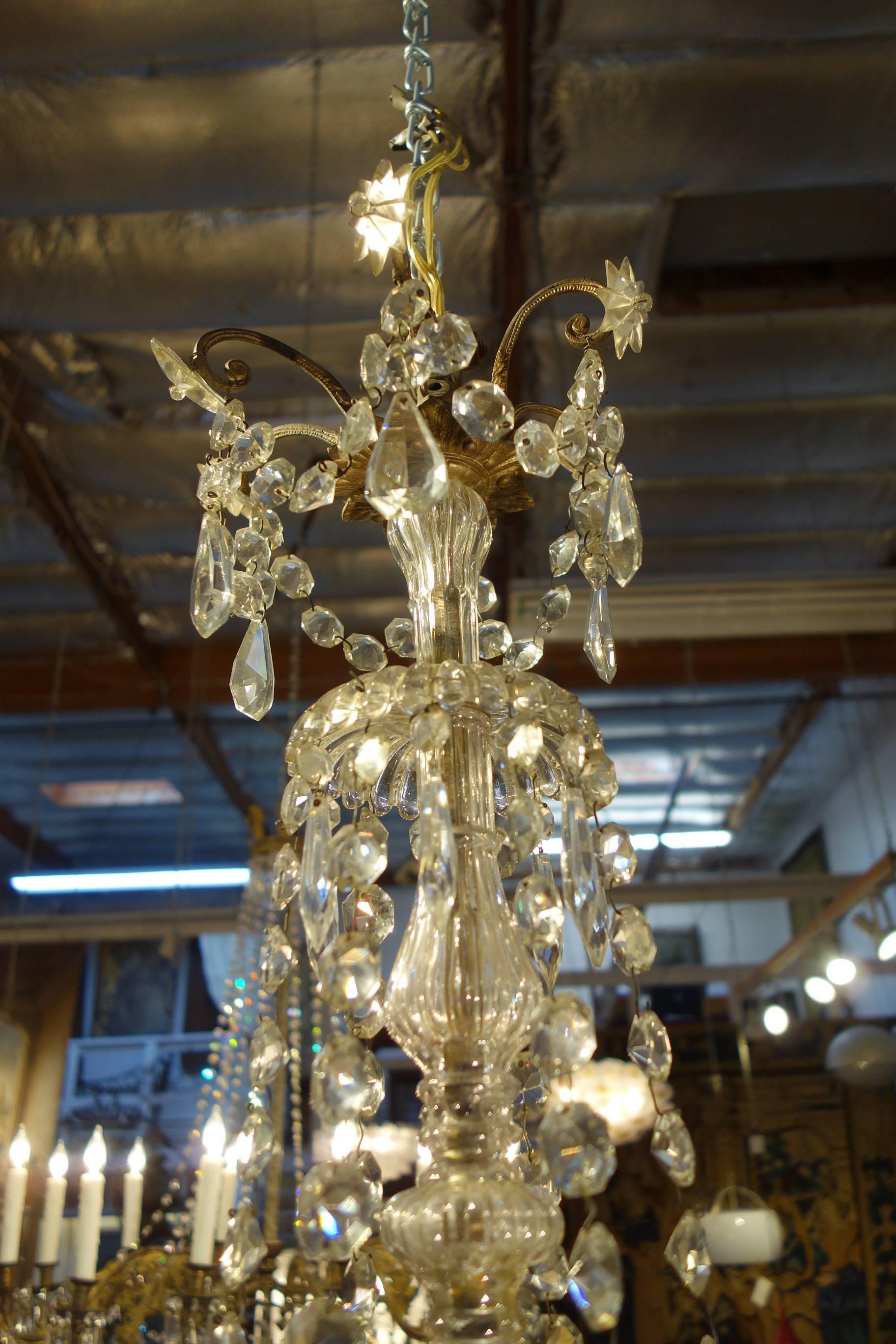 Antique Italian Empire Style Brass Rocaille Dragons on 6-Arm Crystal Chandelier For Sale 2