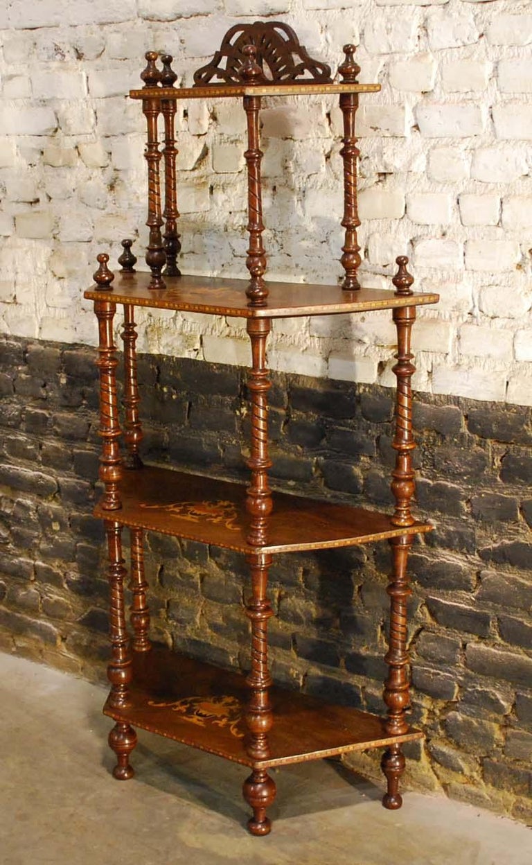 Antique Italian Etagere in Walnut with Mahoganywood Inlay For Sale at 1stDibs antique etagere