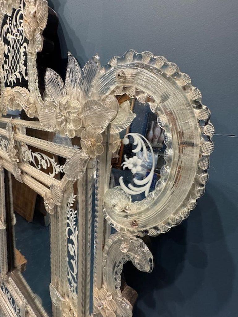 20th Century Antique Italian Etched Venetian Mirror For Sale