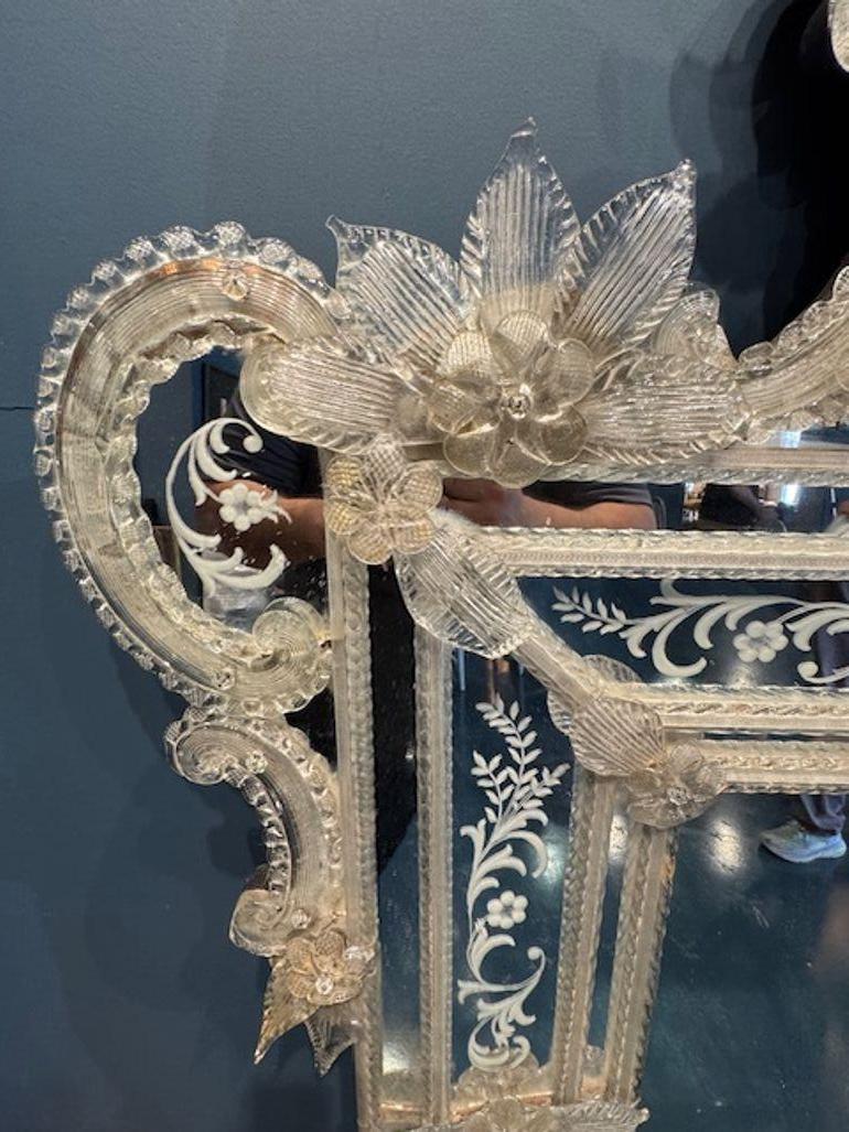 Antique Italian Etched Venetian Mirror For Sale 1