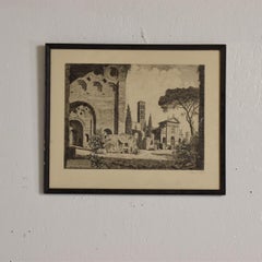 1960s Laurenzi Italian Architectural Etching Secret Message