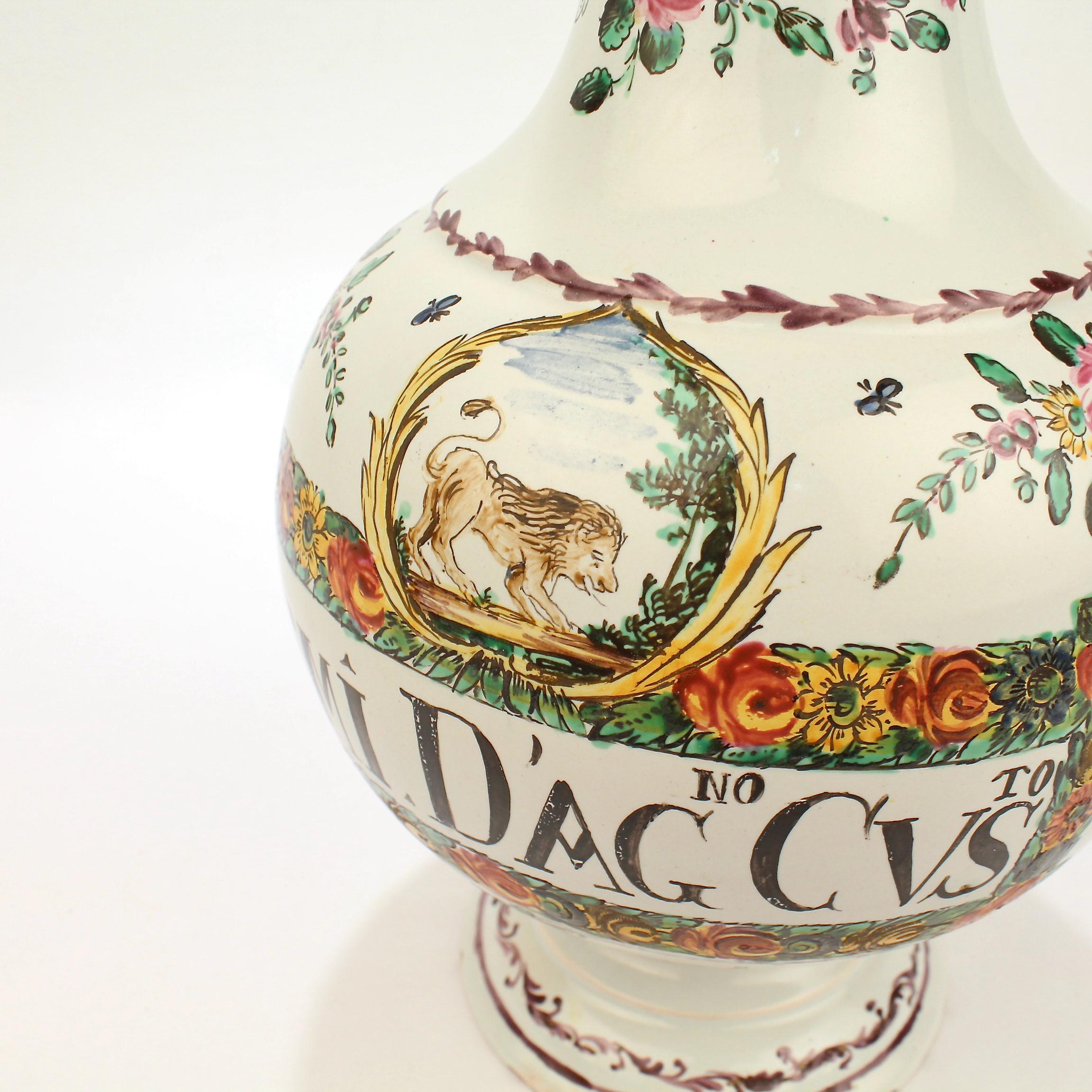 Antique Italian Faience Pottery Apothecary Semi d' Agnocasto Drug Jar For Sale 9