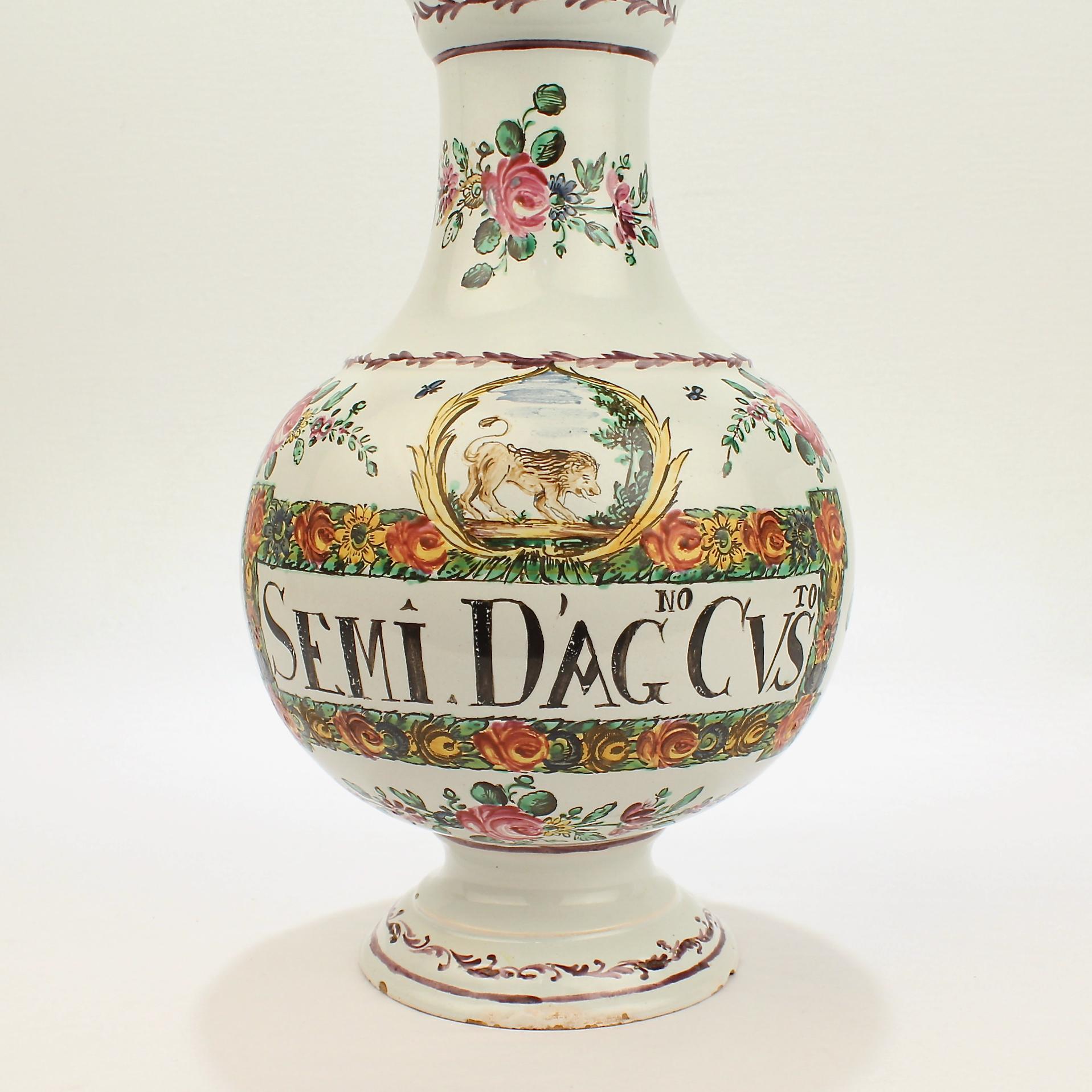 Antique Italian Faience Pottery Apothecary Semi d' Agnocasto Drug Jar For Sale 10