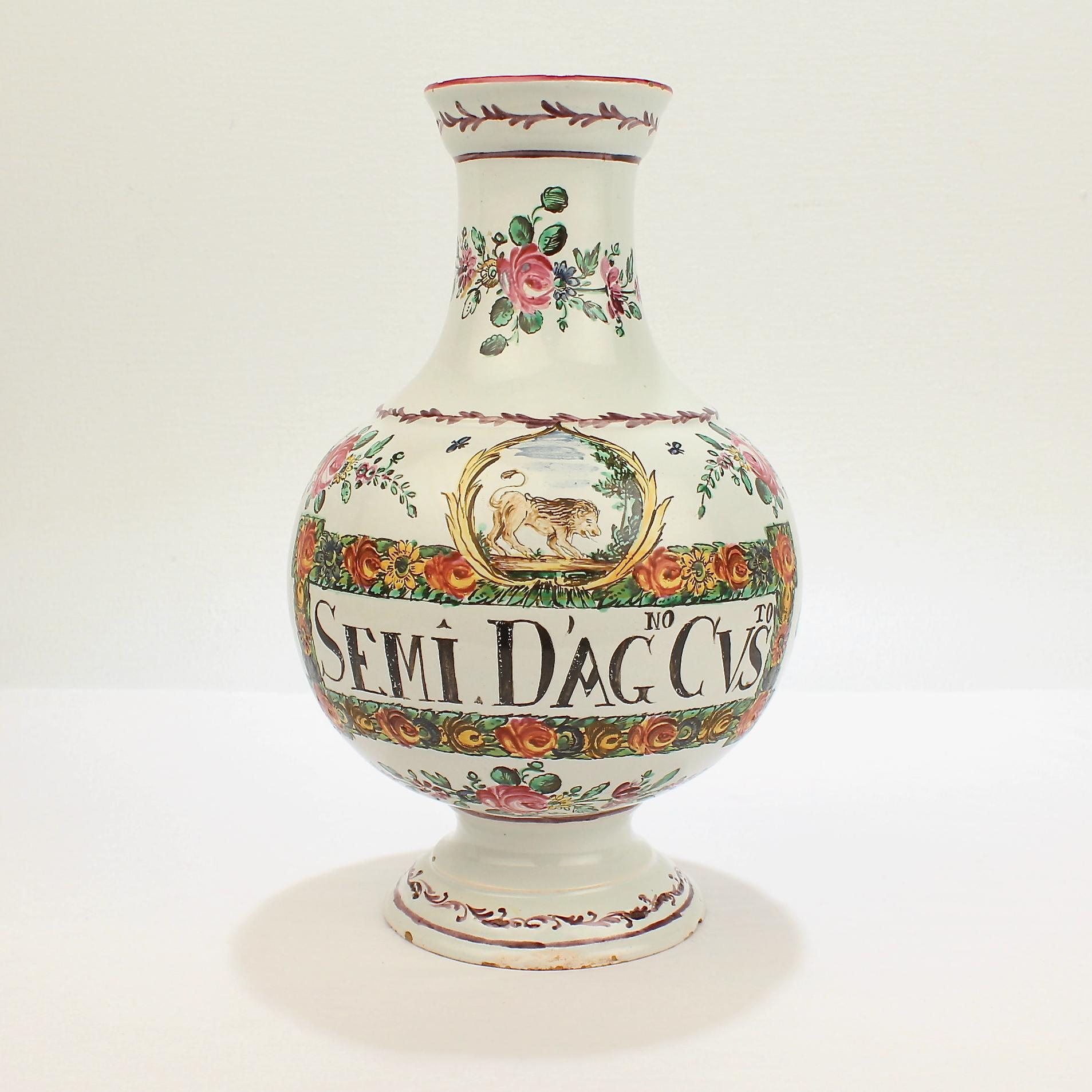 A very fine antique faience pottery jar.

The jar is marked for 
