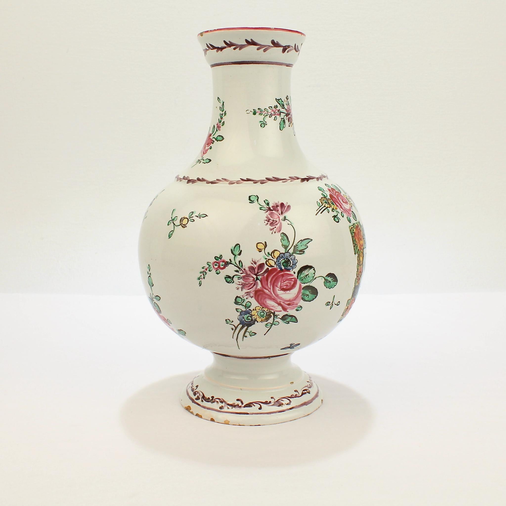 Antique Italian Faience Pottery Apothecary Semi d' Agnocasto Drug Jar In Good Condition For Sale In Philadelphia, PA