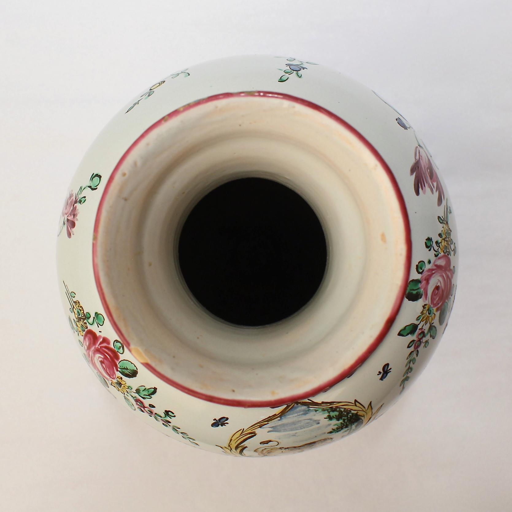 19th Century Antique Italian Faience Pottery Apothecary Semi d' Agnocasto Drug Jar For Sale