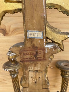 Antique Italian Federal Style Carved Gold Gilded Candle Wall Sconce - Pair