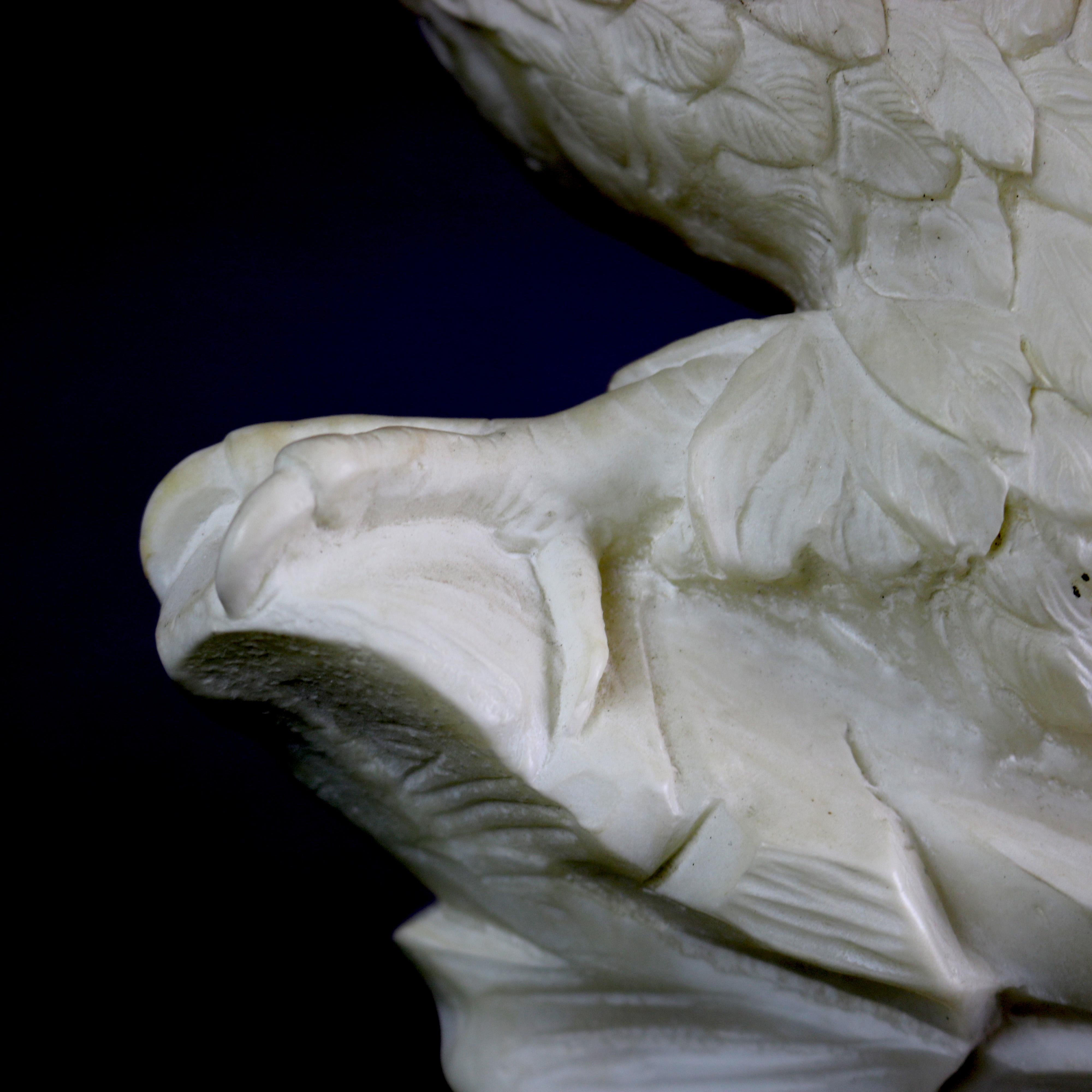 Antique Italian Figural Carved Alabaster Eagle Sculpture, 20th Century In Good Condition In Big Flats, NY