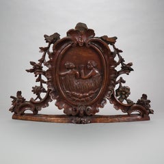 Antike italienische Figural geschnitzt In-Relief Hartholz Wappen 18C