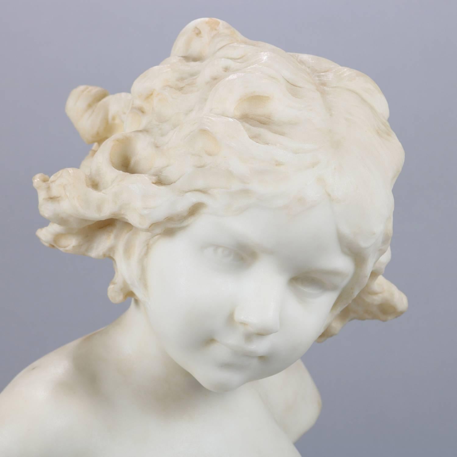 Antique Italian well executed carved marble portrait bust of a young girl, circa 1880

Measures: 17.5