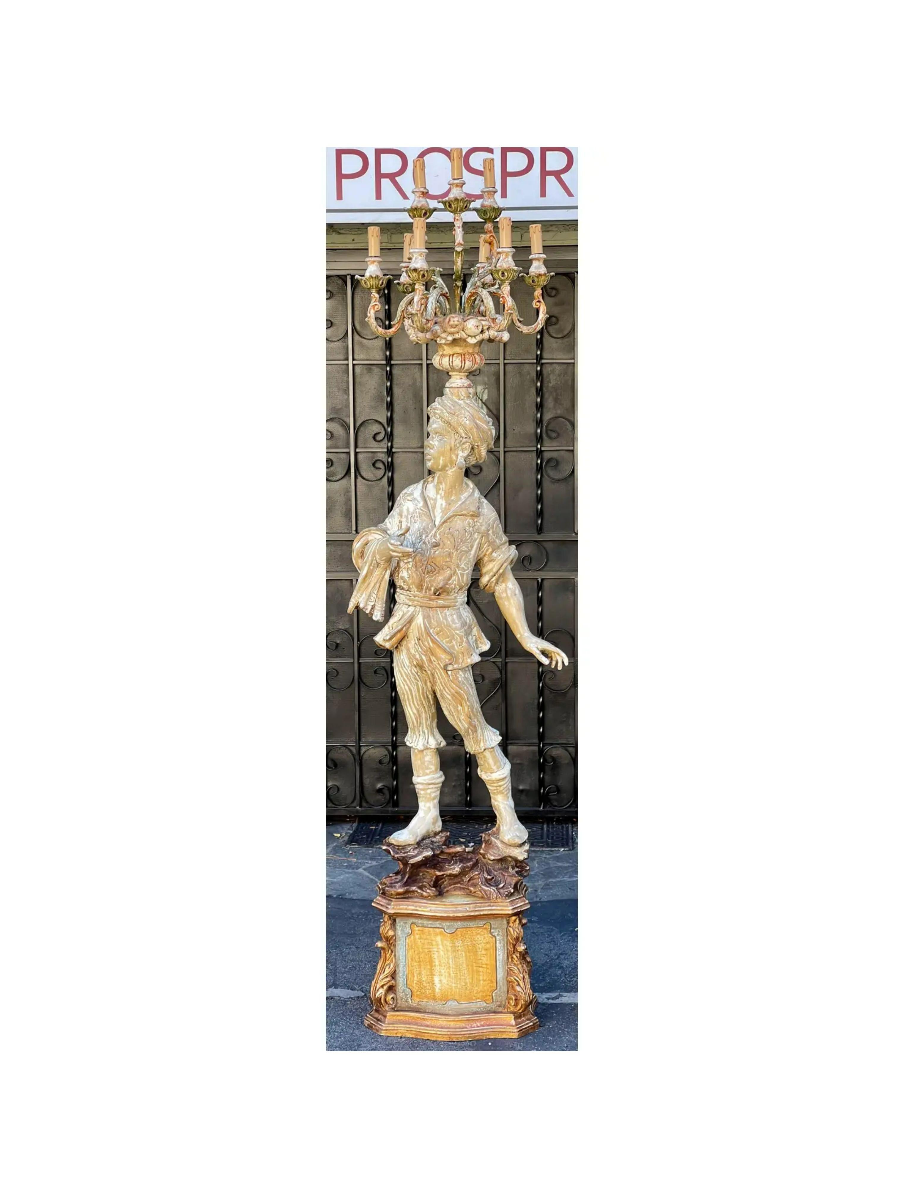 Antique Italian Figural Standing Candelabra Floor Lamp, Early 20th Century For Sale 6
