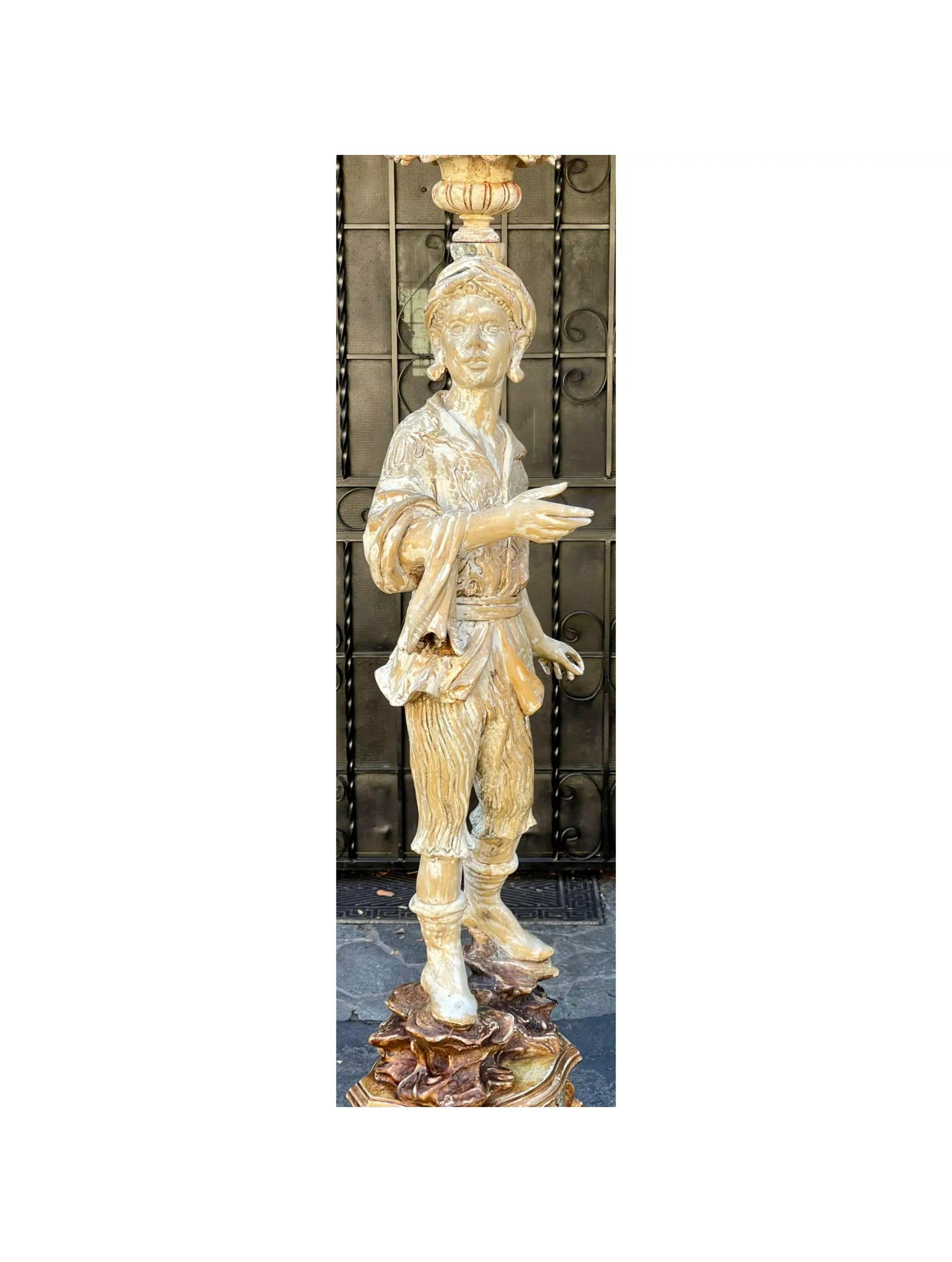 Antique Italian Figural Standing Candelabra Floor Lamp, Early 20th Century In Good Condition For Sale In LOS ANGELES, CA