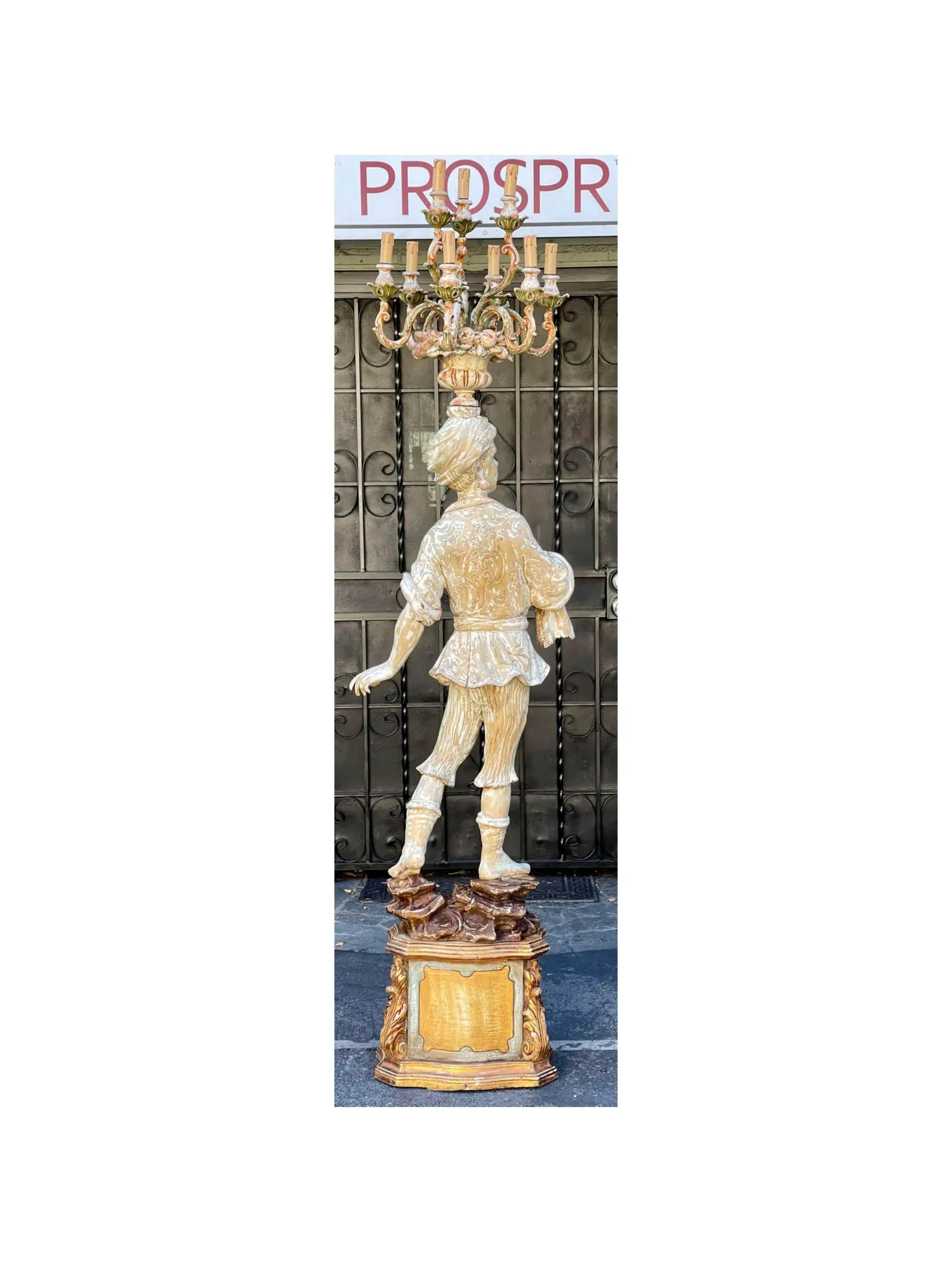 Antique Italian Figural Standing Candelabra Floor Lamp, Early 20th Century For Sale 1