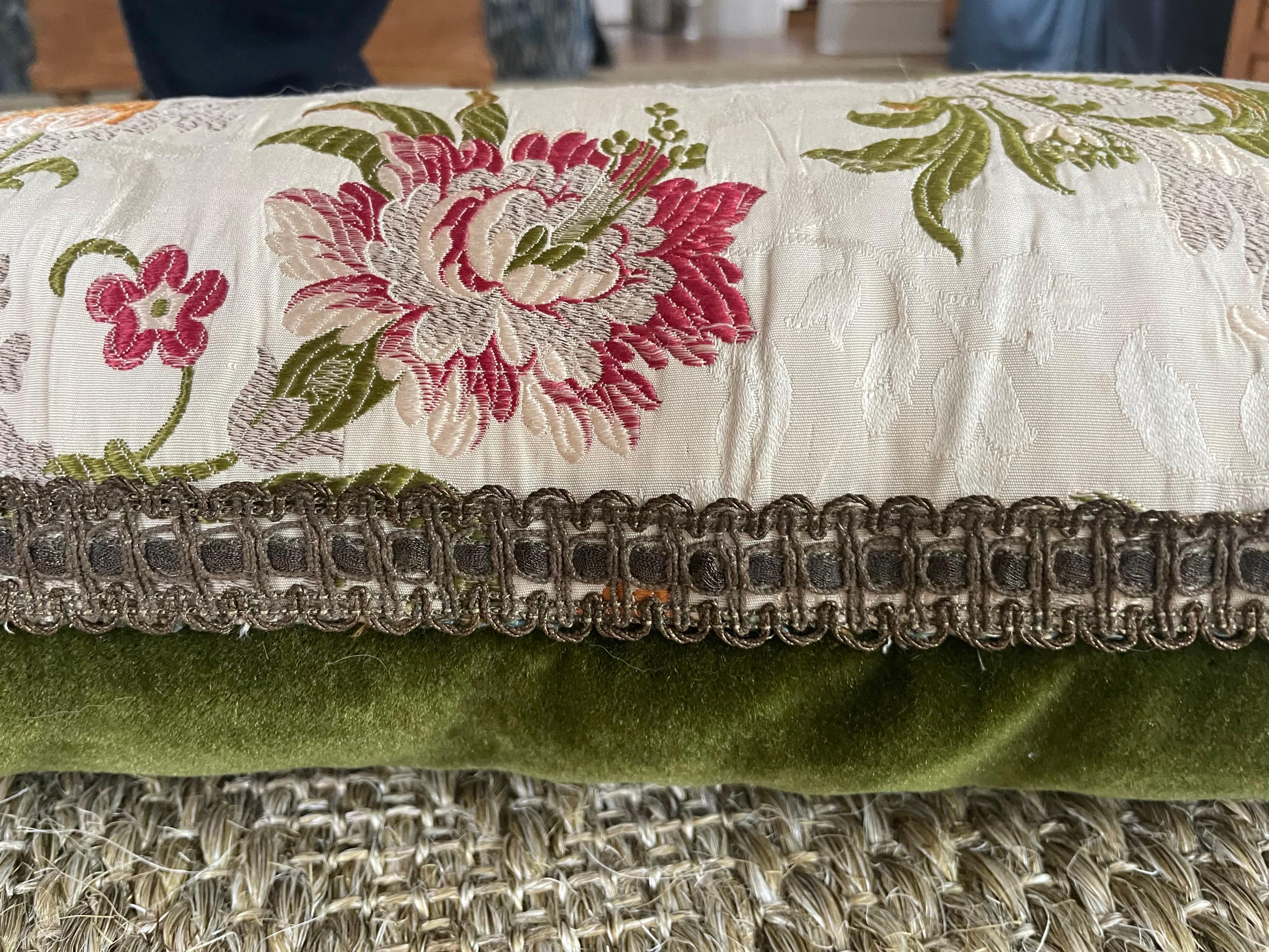 Antique Italian Floral Pillow  In Good Condition For Sale In New York, NY