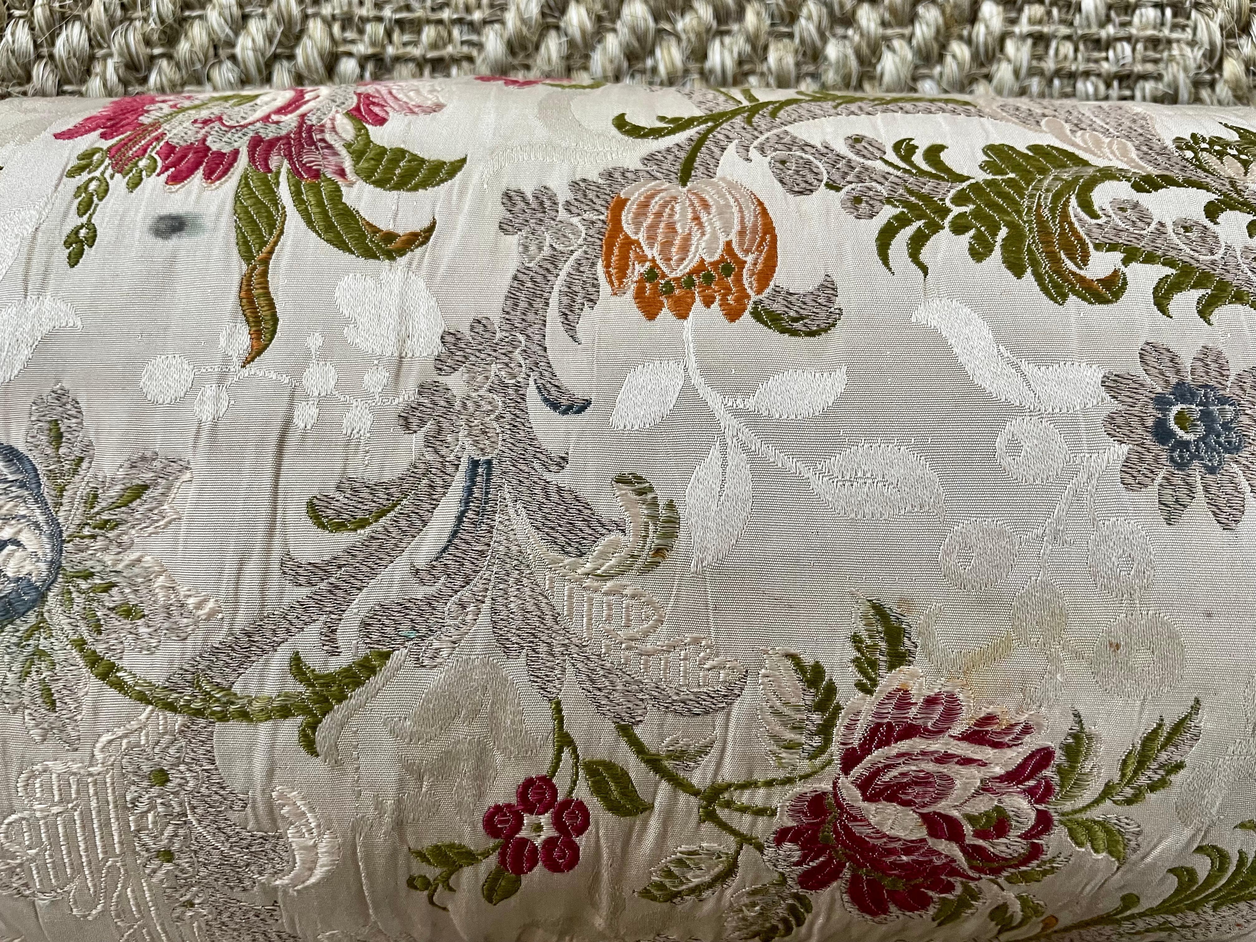 19th Century Antique Italian Floral Pillow  For Sale