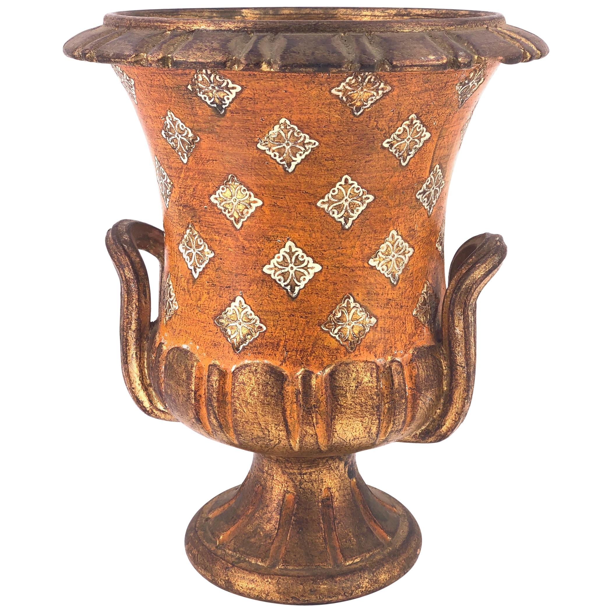 Antique Italian Florentine Ceramic Vase Accent Lamp