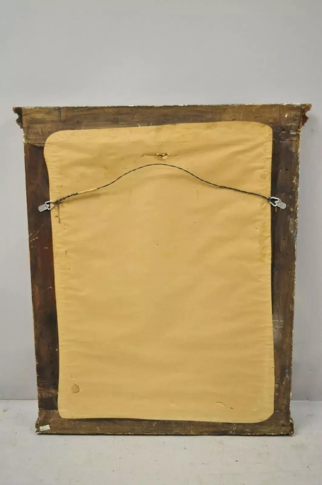 Antique Italian Florentine Giltwood Distressed Gold Looking Glass Wall Mirror For Sale 5