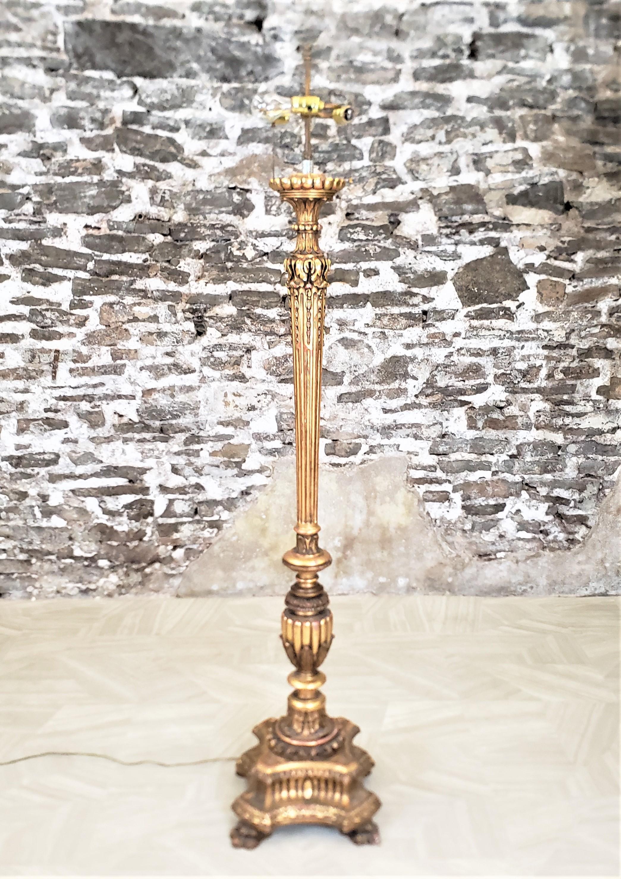 Antique Italian Florentine Hand-Carved & Gilt Finished Floor Lamp & Shade For Sale 2