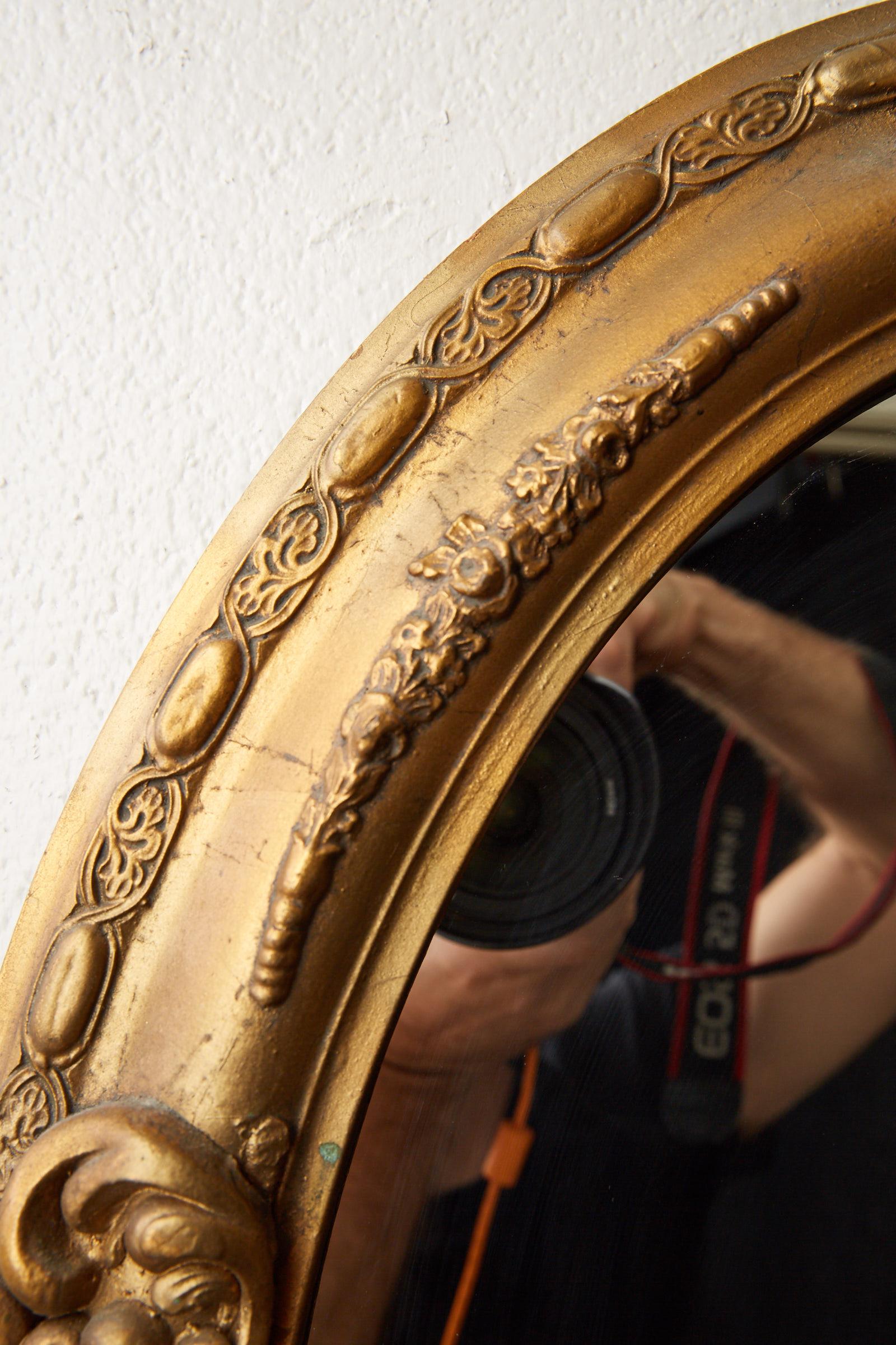 20th Century Antique Italian Florentine Oval Gilded Mirror