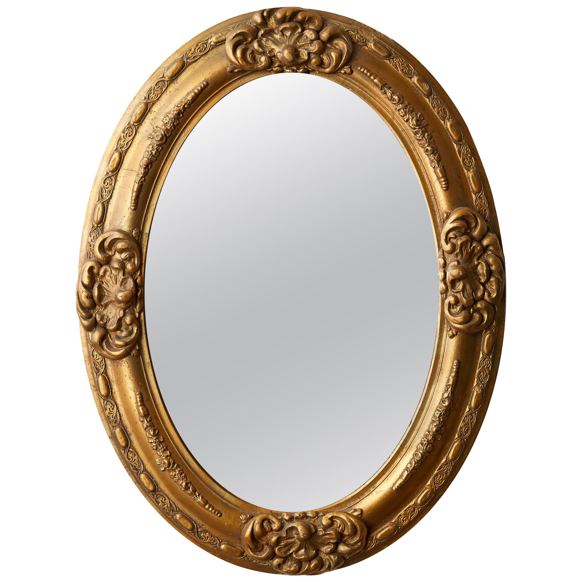 Antique Italian Florentine Oval Gilded Mirror