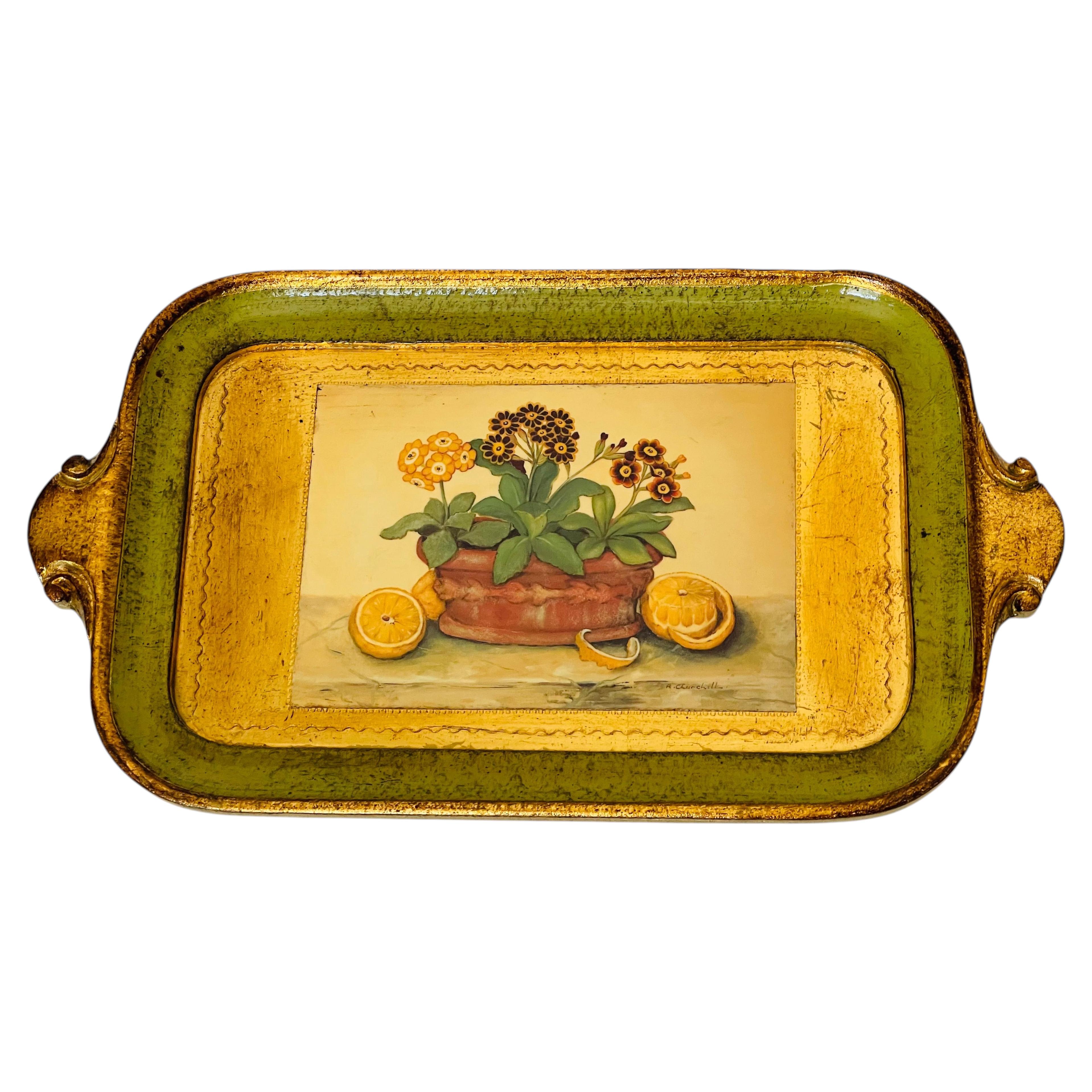 Antique Italian Florentine Vietri Gilded Wood Tray