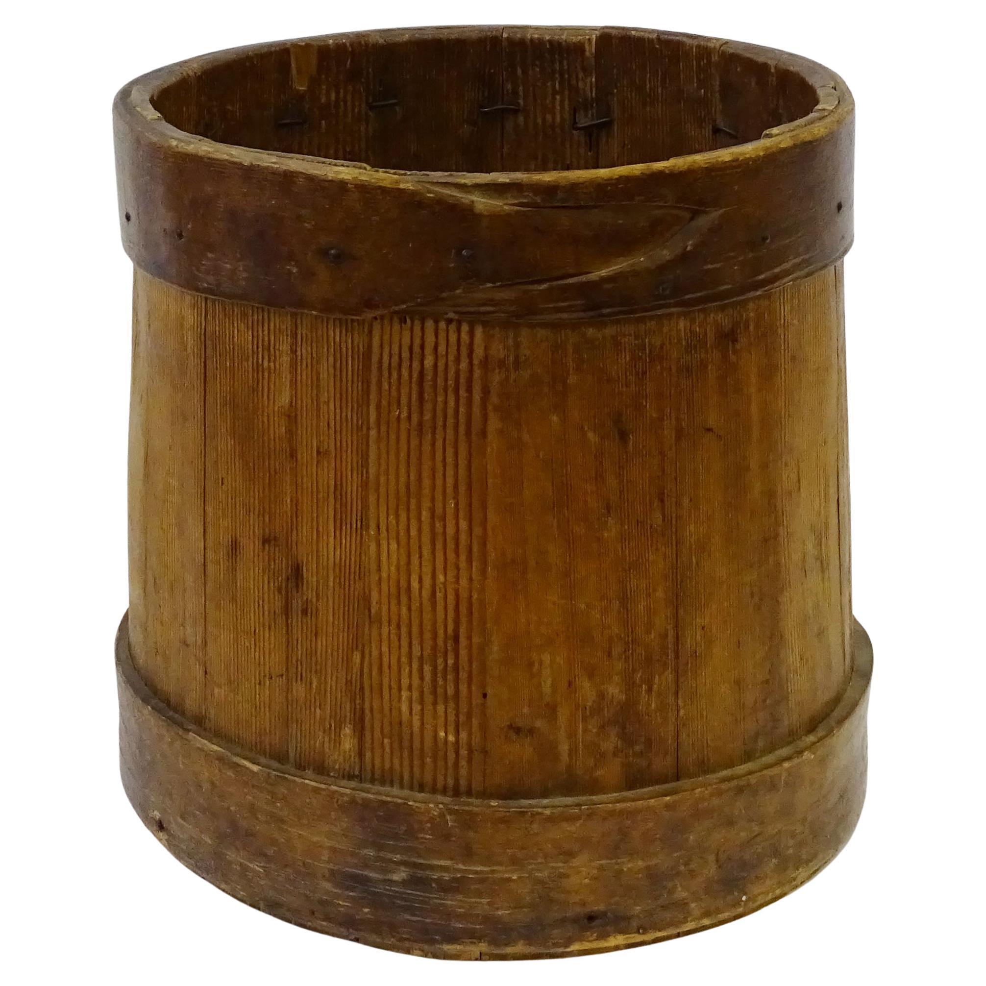 Antique Italian Folk Art Wheat Measuring Container Used as a Plant Holder.