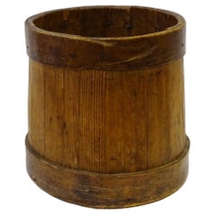 Antique Italian Folk Art Wheat Measuring Container Used as a Plant Holder.