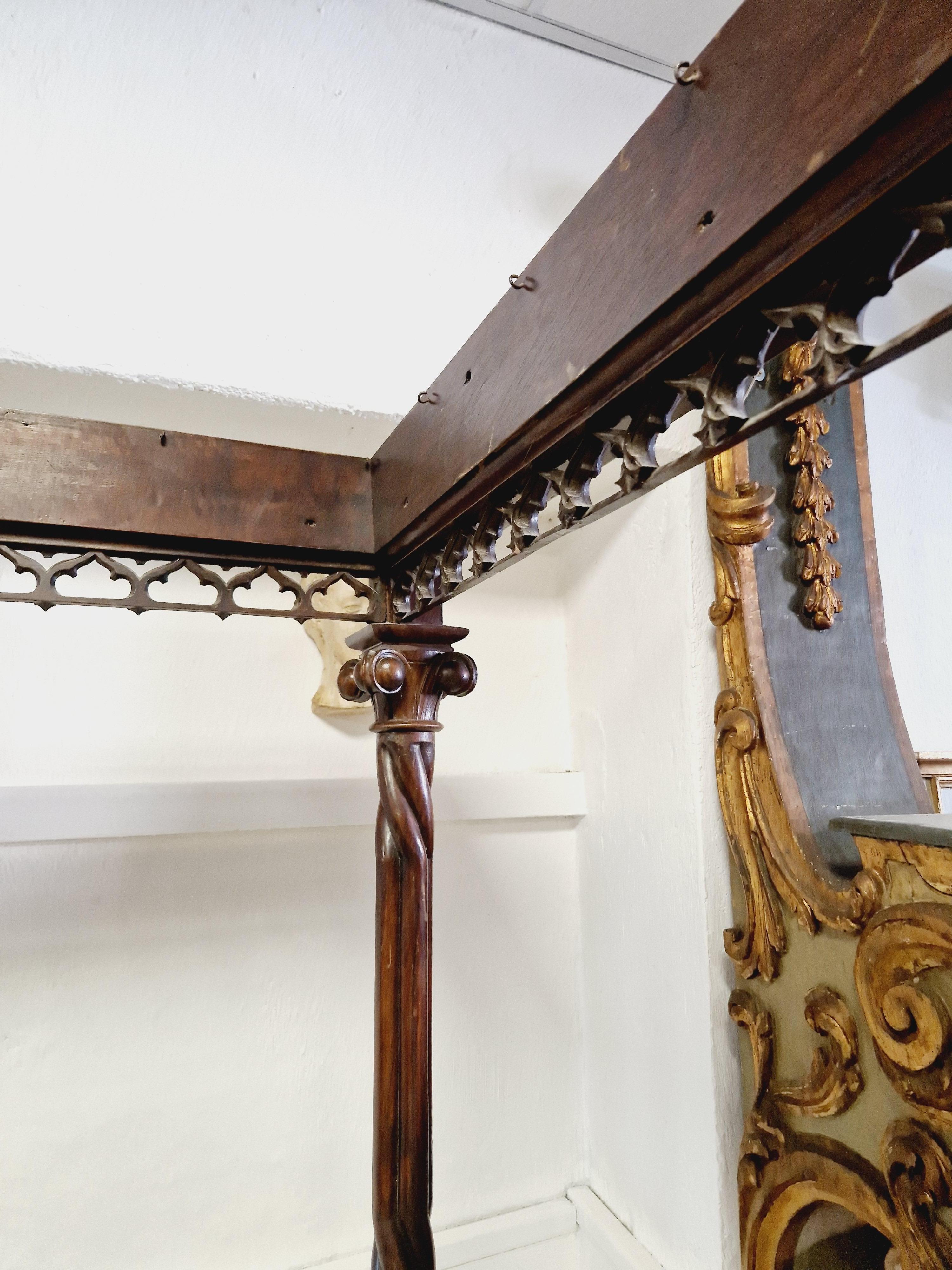 Gothic Antique Italian Four Poster Canopy Bed Sicilian Wood