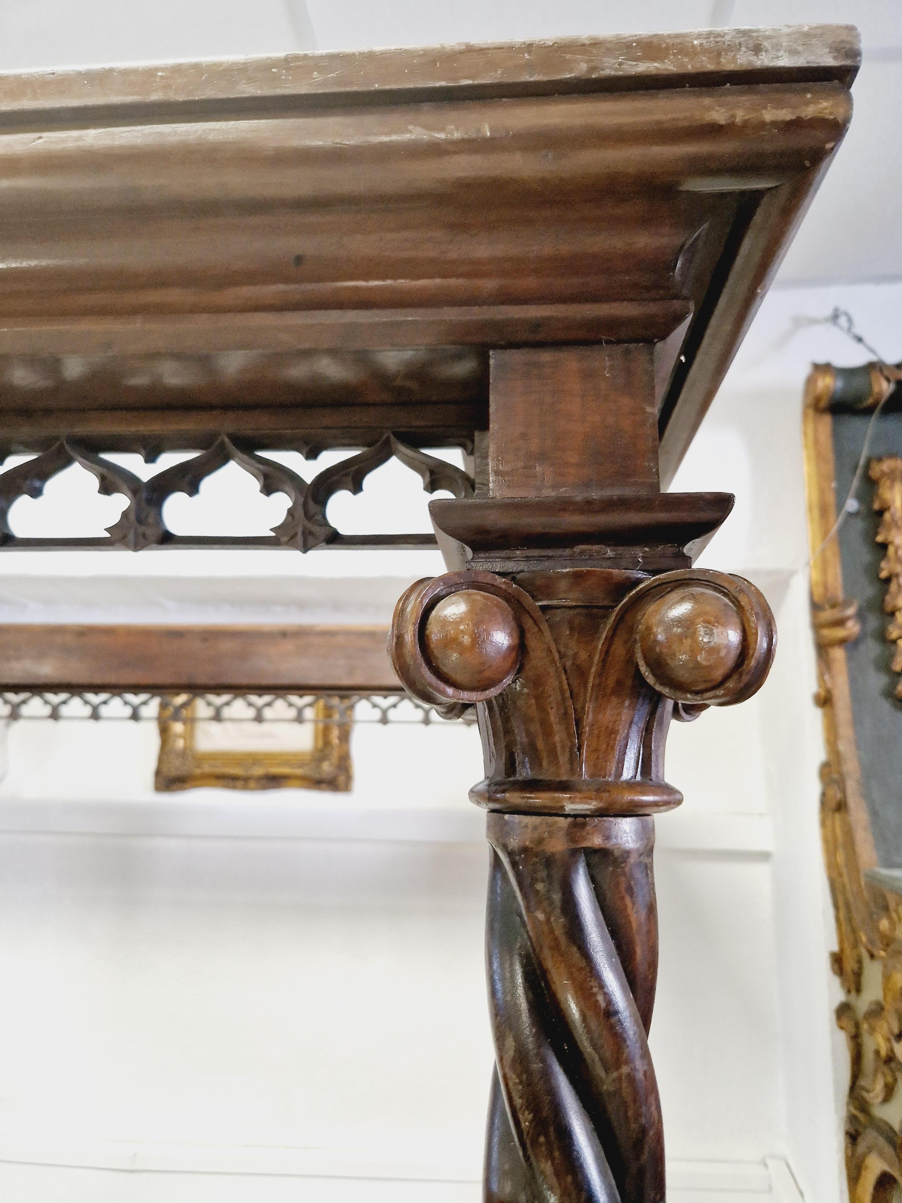Hand-Carved Antique Italian Four Poster Canopy Bed Sicilian Wood