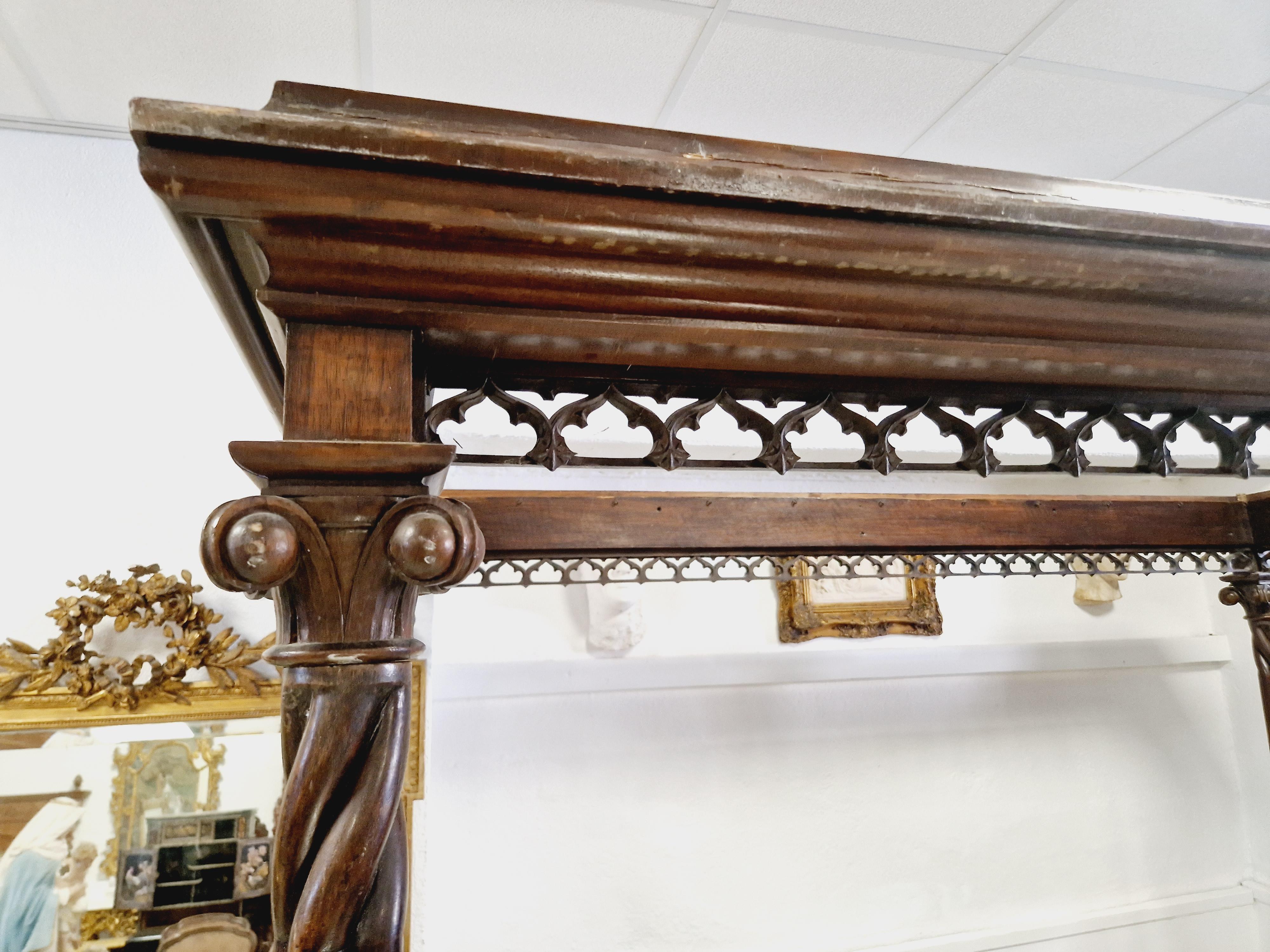 Antique Italian Four Poster Canopy Bed Sicilian Wood 1