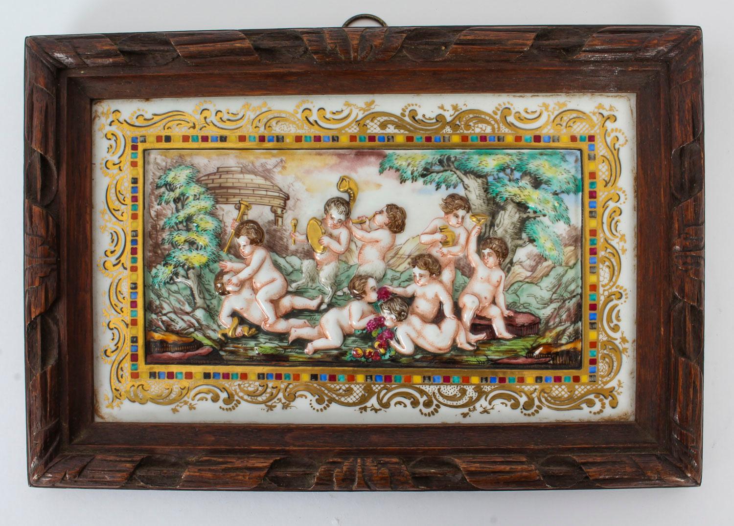 Antique Italian Framed Capodimonte Porcelain Plaque Early 19th Century 5