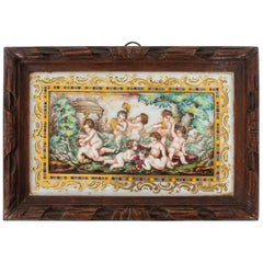 Antique Italian Framed Capodimonte Porcelain Plaque Early 19th Century